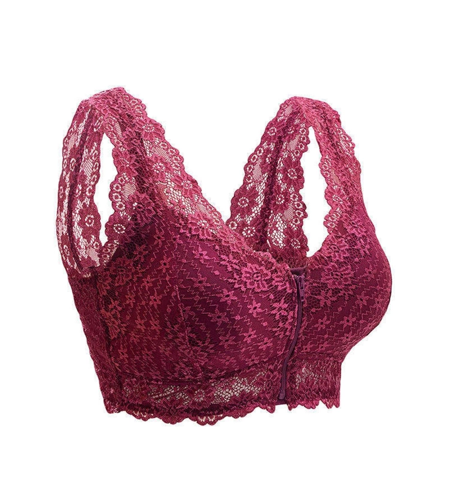 Mastectomy Bras for Women | Post-Surgery Padded Lace Bralettes with Pockets for Silicone Breasts - XL Purple - Buy Online on GoSupps.com