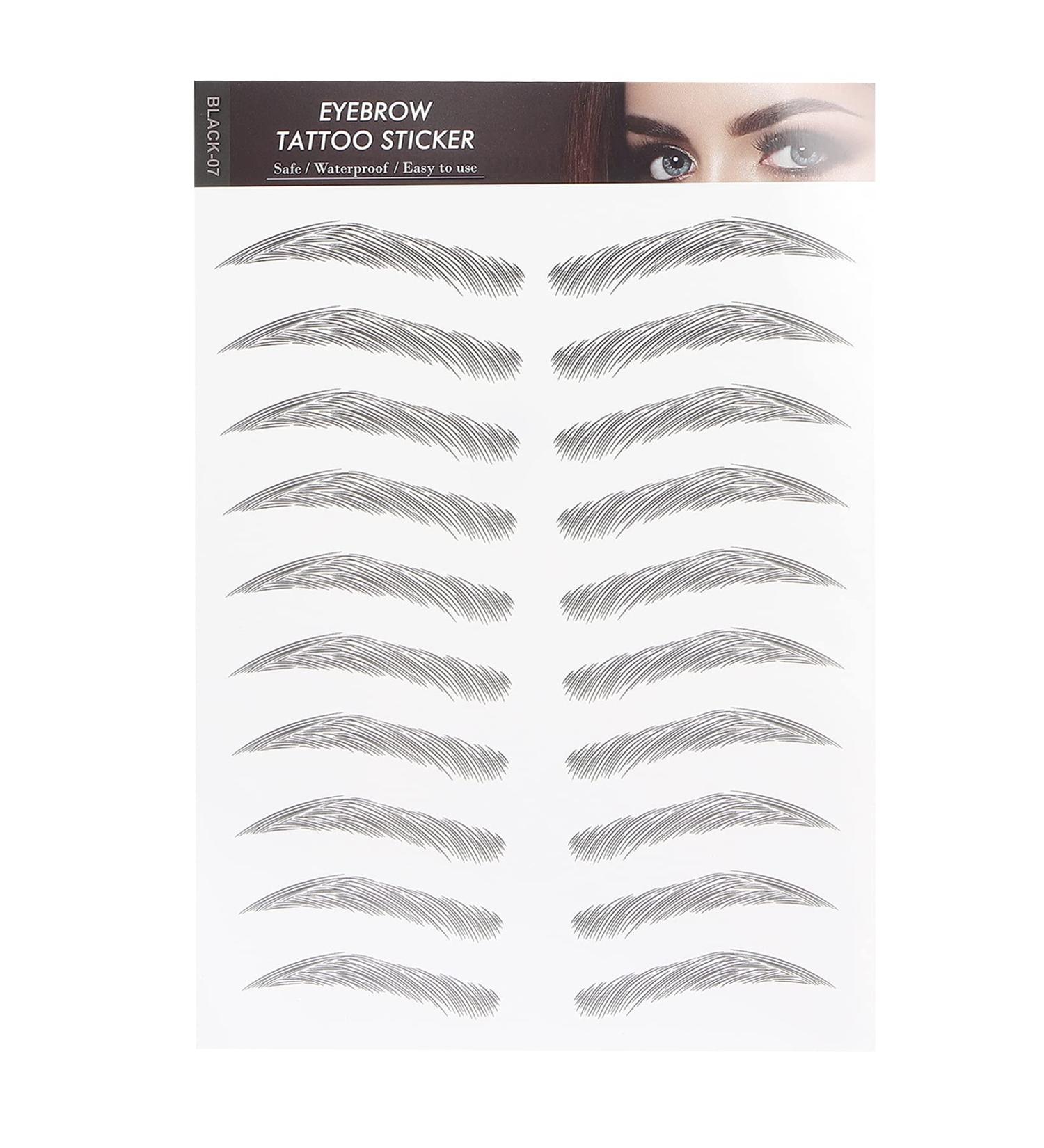 6D Waterproof Eyebrow Transfer Stickers - Professional Eyebrow Makeup Tool for Women & Girls | Black (BLACK-07) - International Shipping Available - Buy Online on GoSupps.com