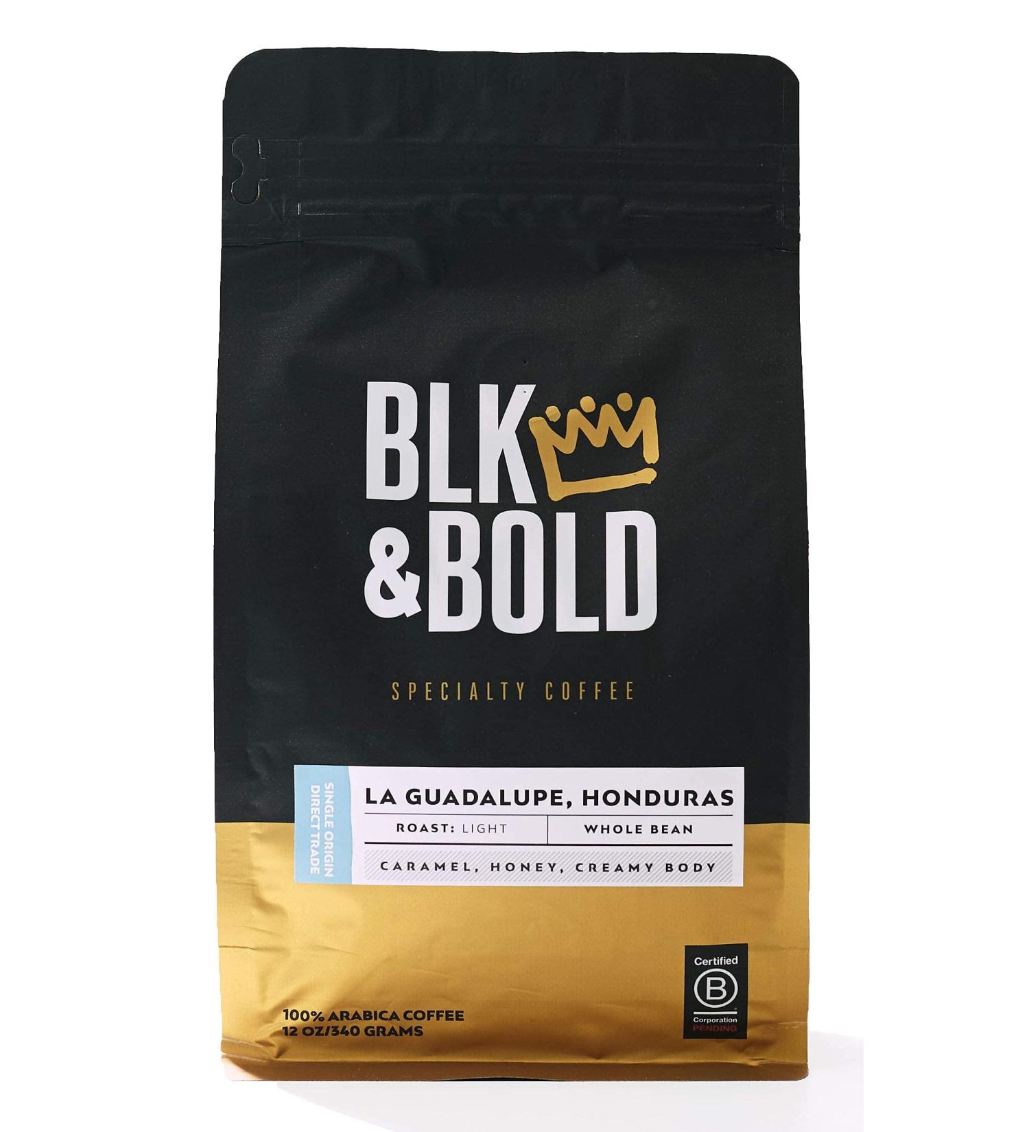 BLK & Bold Light Roast Whole Bean Coffee - LA Guadalupe, Honduras 12 oz - Buy Online on GoSupps.com