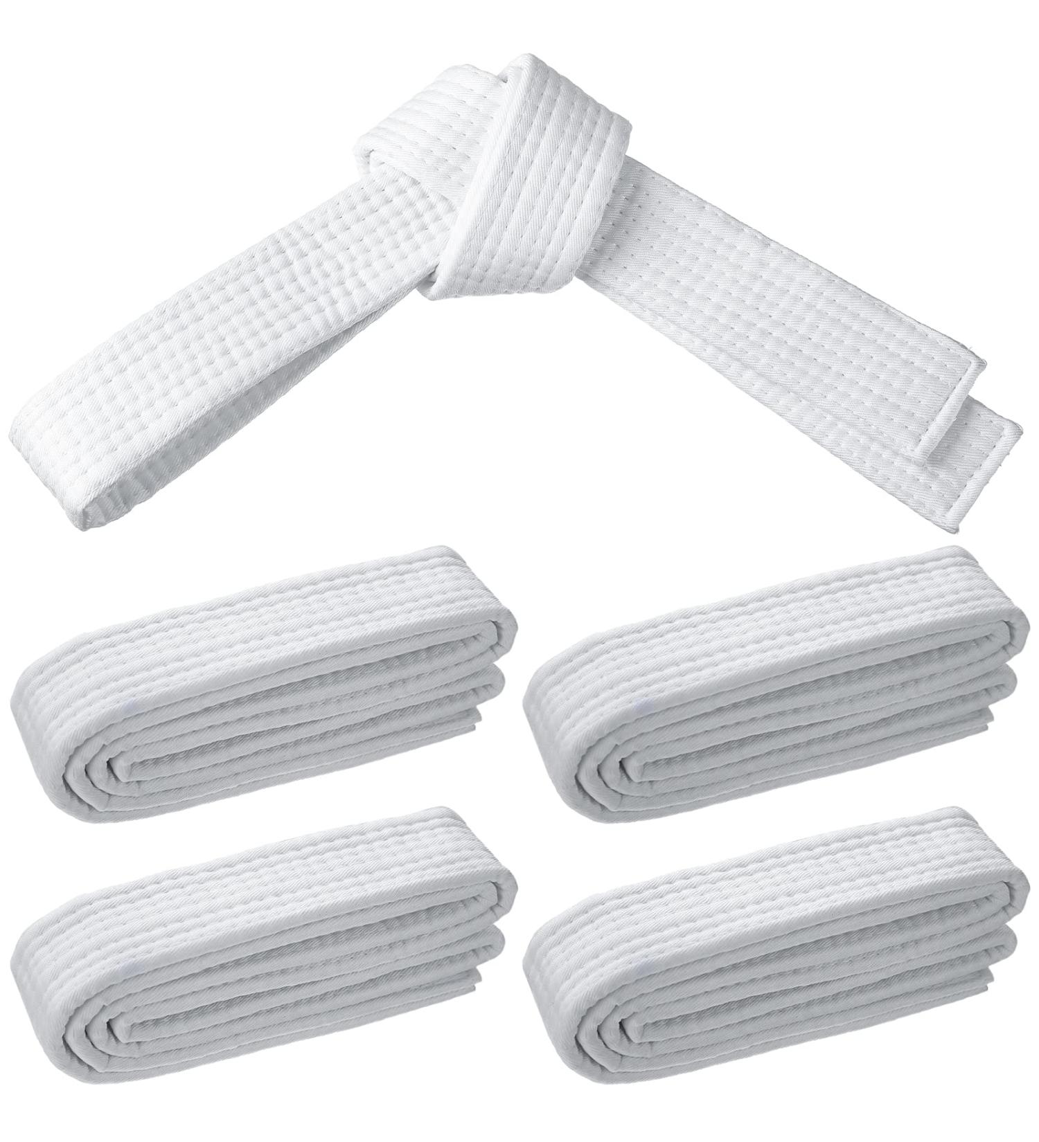 4 Piece White Taekwondo Belt Set - Universal Fit Rank Belt for Martial Arts Uniforms - Buy Online on GoSupps.com