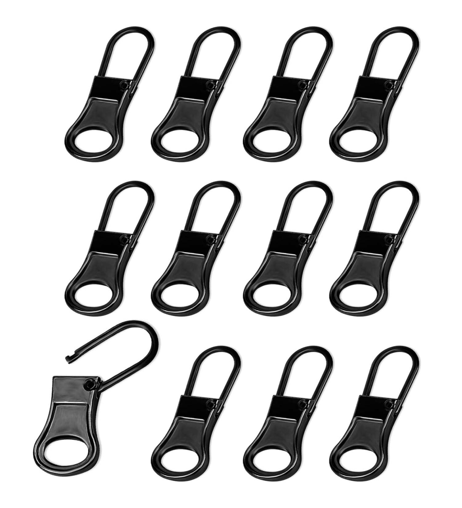 12 Pack Zipper Sliders - Durable Replacement Zipper Pulls for Suitcases Backpacks & Clothes - Black Zip Repair Solution - Buy Online on GoSupps.com