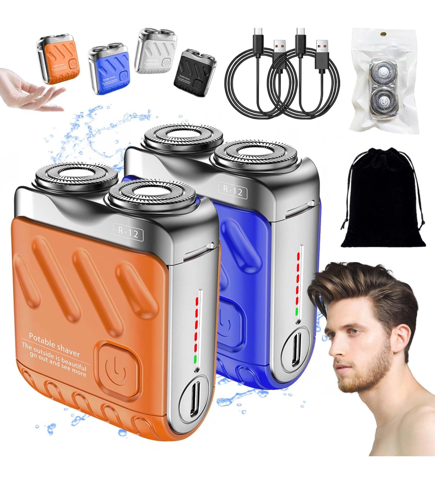 Beard Shaver Traveler Mini and Portable Suitcase Design Double-Ring Magnetic Cutter Men's Favorite Portable Mini Electrict Shaver PX7 Waterproof Razor Pocket Size USB Rechargeable (2PCS-D) - Buy Online on GoSupps.com