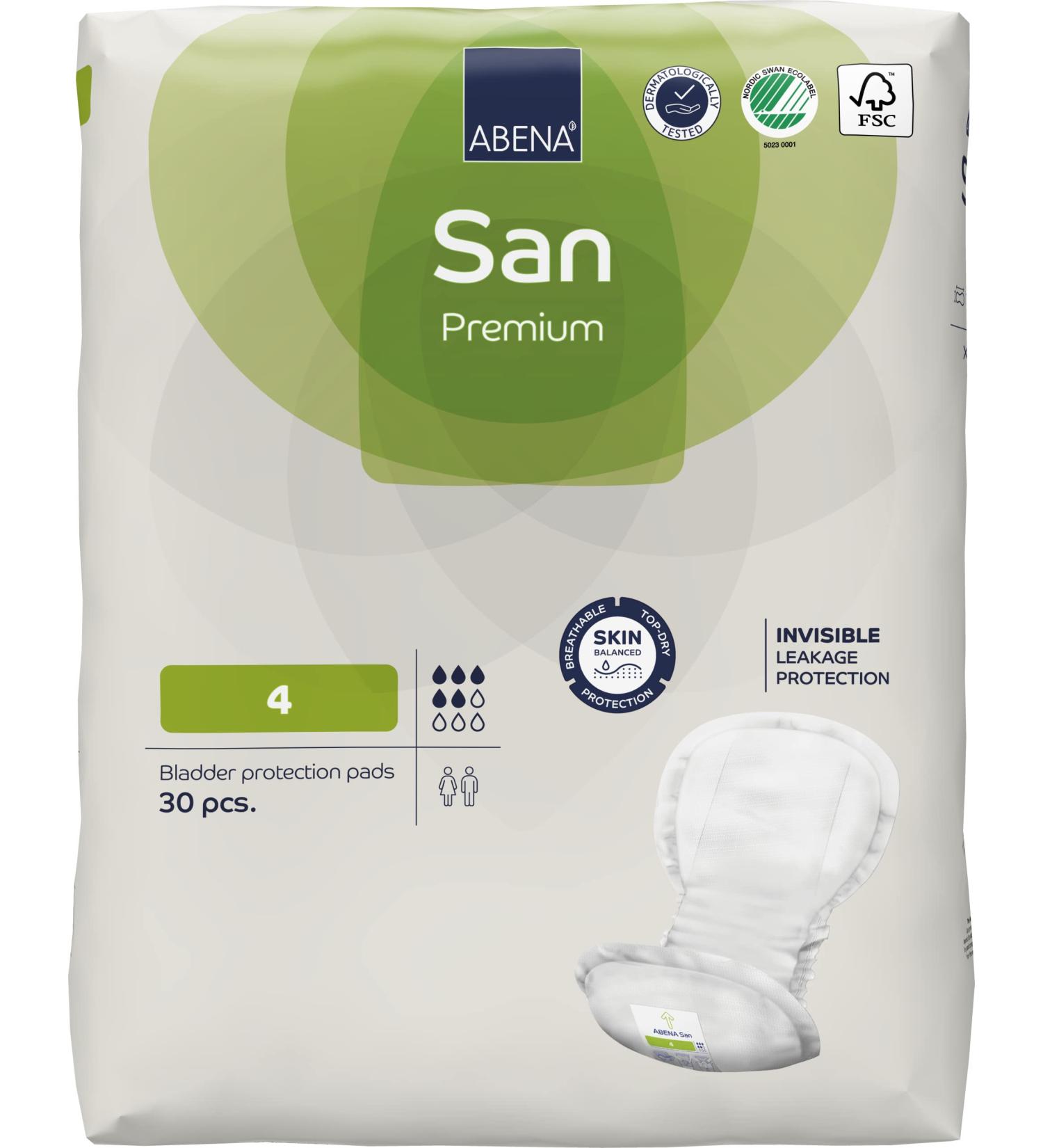 Buy Abena San 4 Incontinence Pads | 800 ml Absorbency | 30 Pieces | Fast Discreet & Premium Protection for Men & Women - Buy Online on GoSupps.com