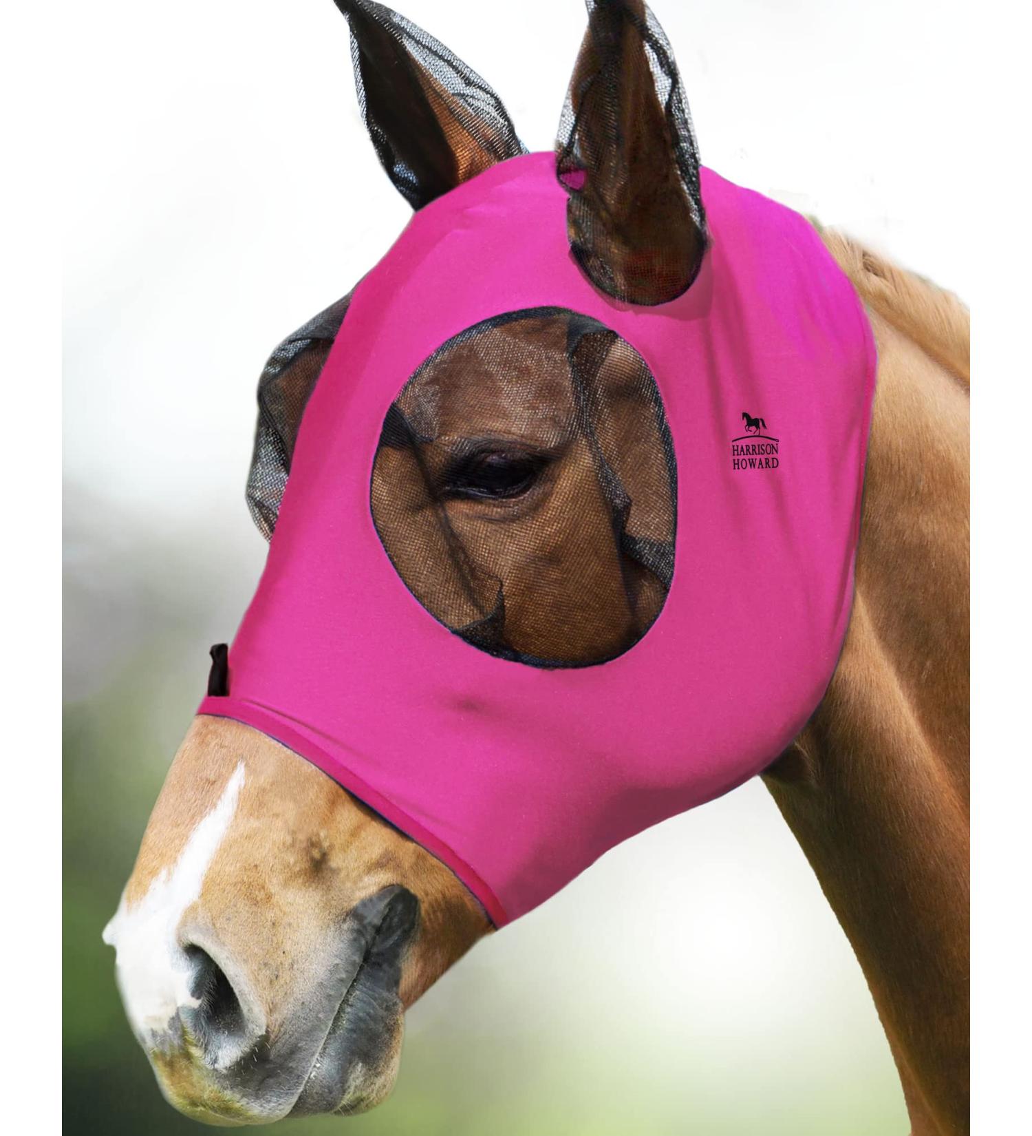 Harrison Howard Super Comfort Stretchy Fly Mask - Large Eye Space UV Protection & Breathability - Rosenrot L - Buy Online on GoSupps.com
