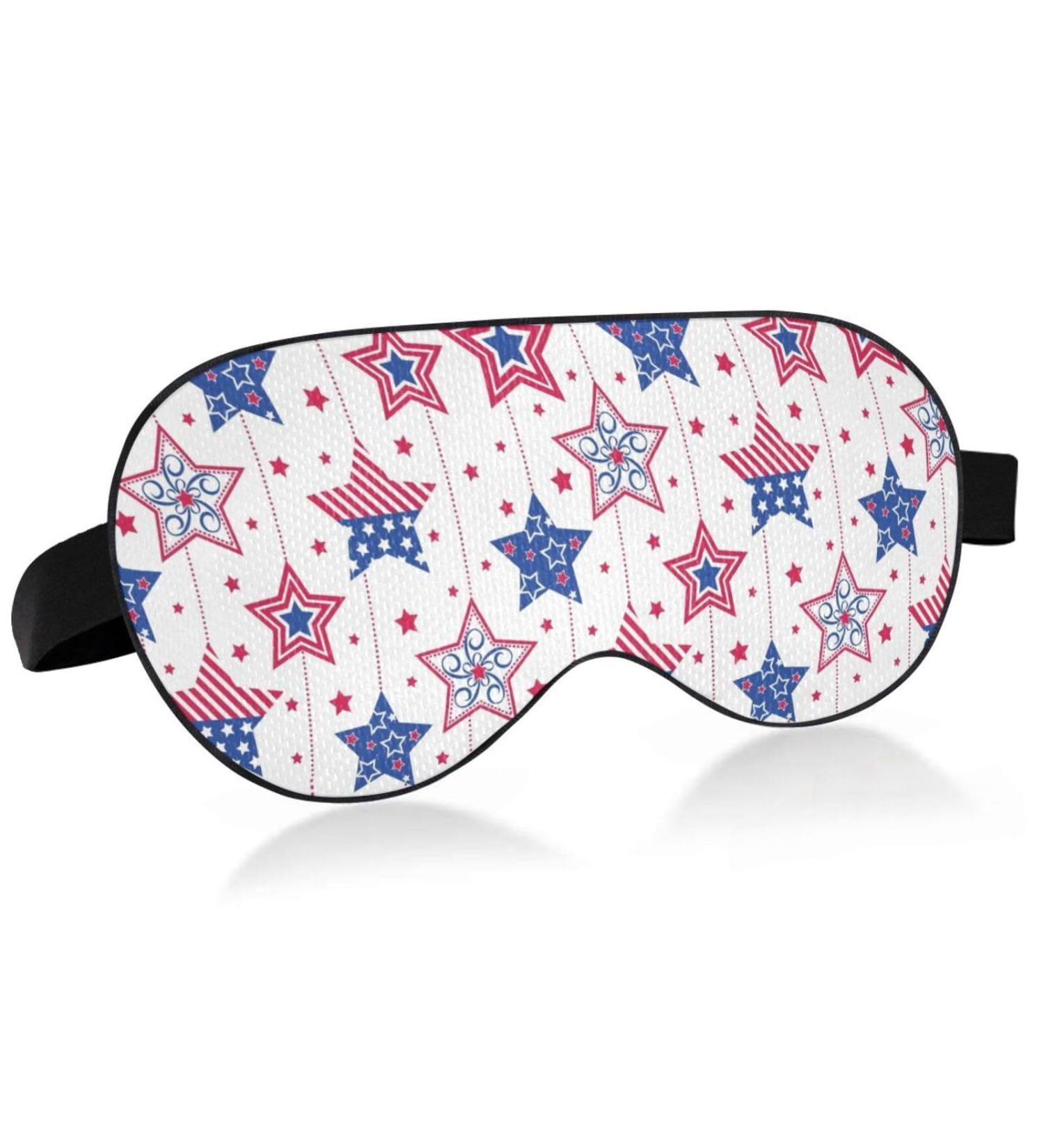 Adjustable Light Blocking Eye Mask for Deep Sleep - Haskirky Smooth Comfortable Eye Mask for Men and Women - Perfect for Travel, Yoga, and Meditation - 4th of July Stars Design - Buy Online on GoSupps.com