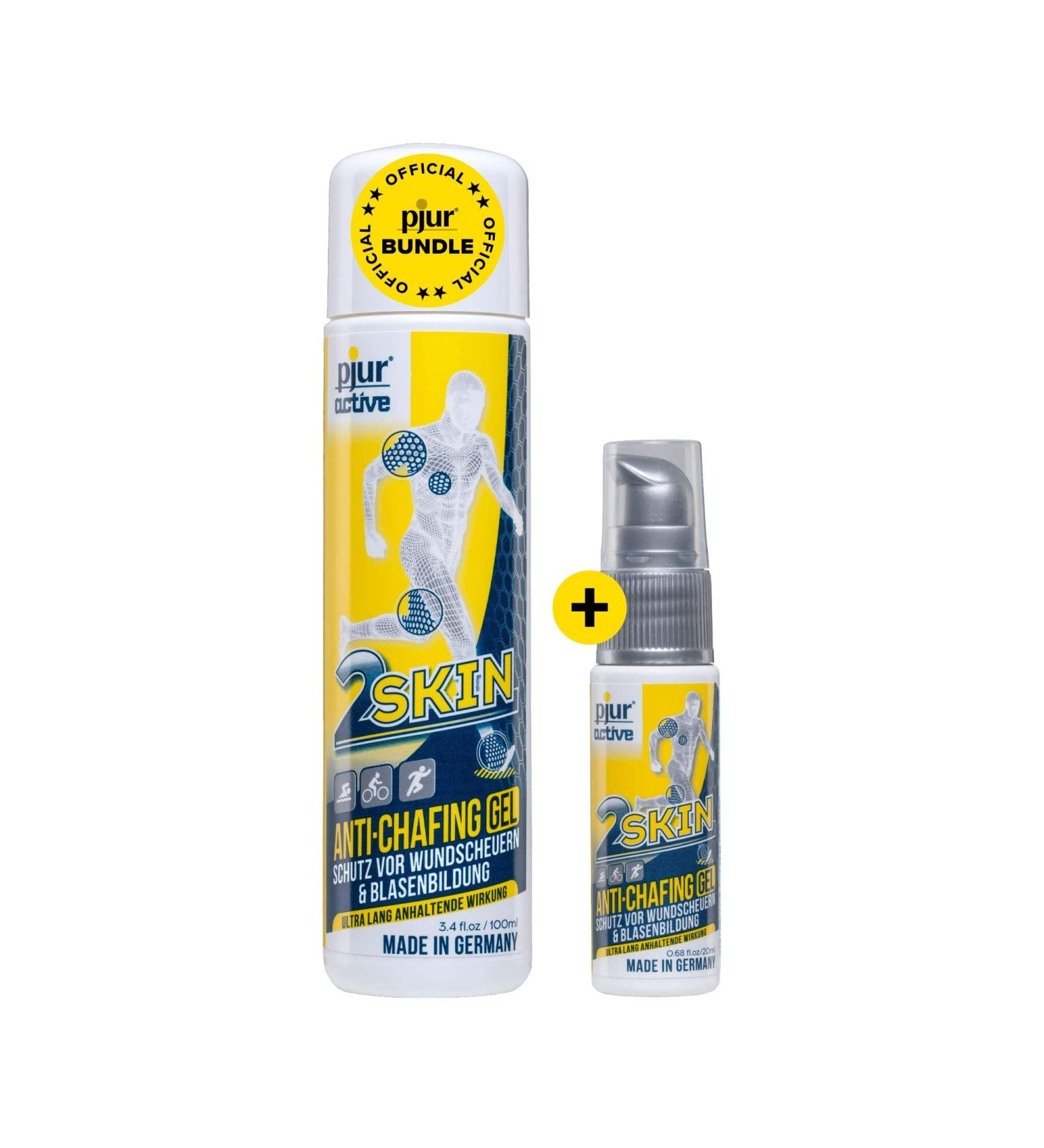 Pjuractive 2Skin Anti-Chafing Gel - Invisible & Waterproof Skin Protection | Bladder Plasters & Wound Shields | Advantage Pack (100ml + 20ml) - Best International Shipping - Buy Online on GoSupps.com