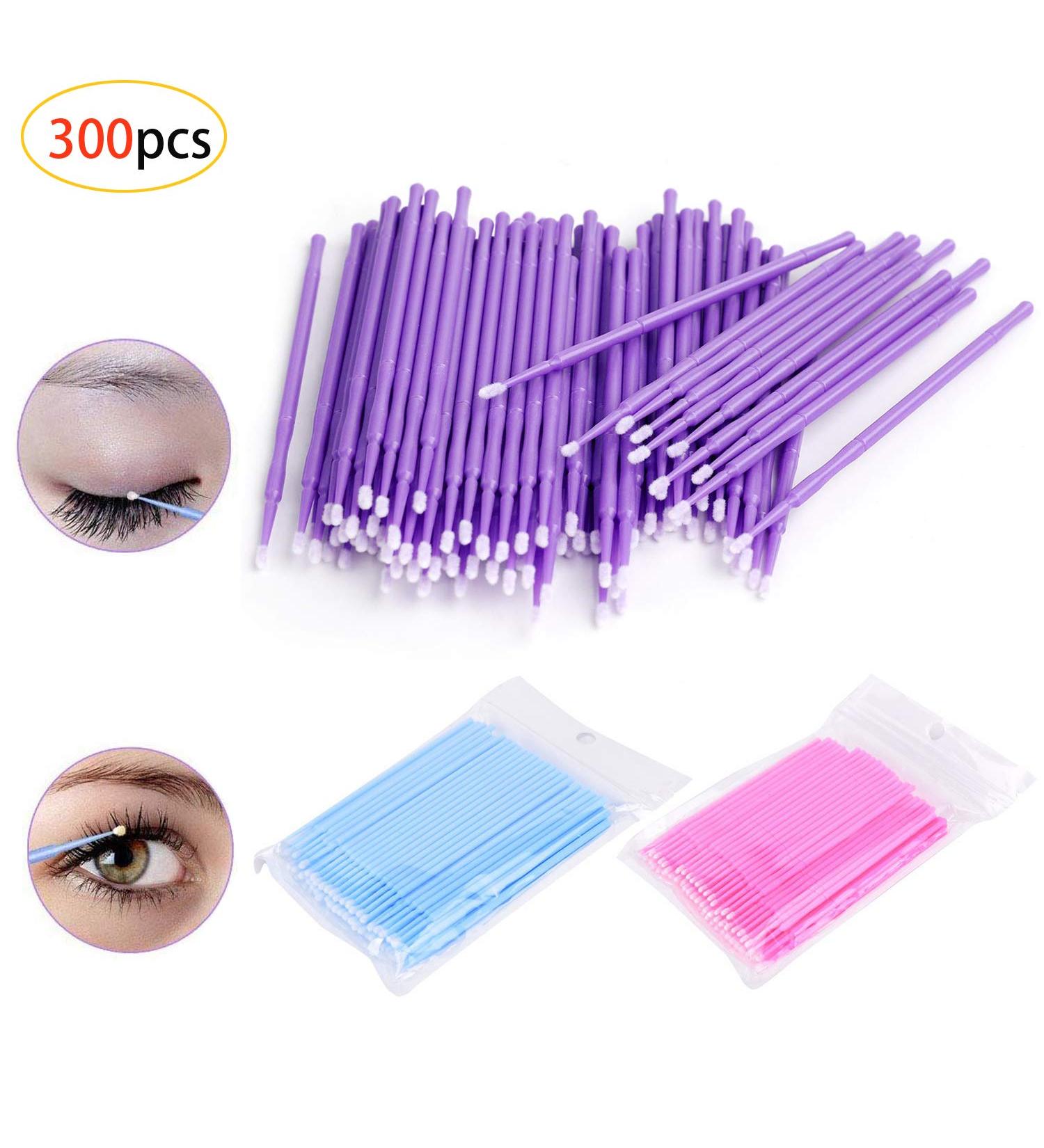 300 Disposable Microbursten Eyelash Extensions - Light Blue Pink & Deep Purple for Makeup & Dental Cleanliness - Buy Online on GoSupps.com
