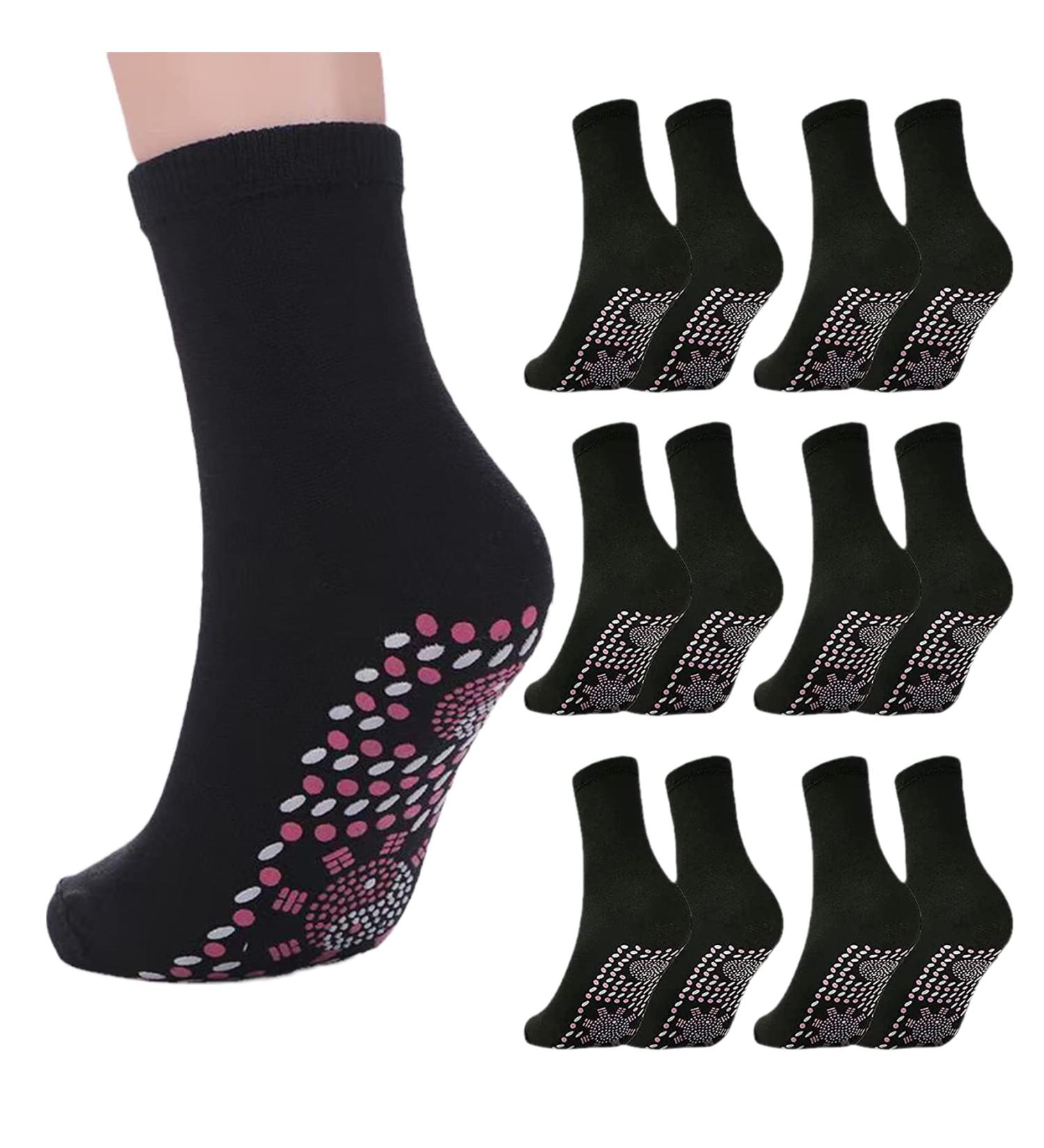 Alvo Feet Socks for Varicose Veins Alvo Feet Tourmaline Acupressure Self Heating Socks Diabetic Socks Women and Men (6PAIR Black) 6PAIR Black - Buy Online on GoSupps.com