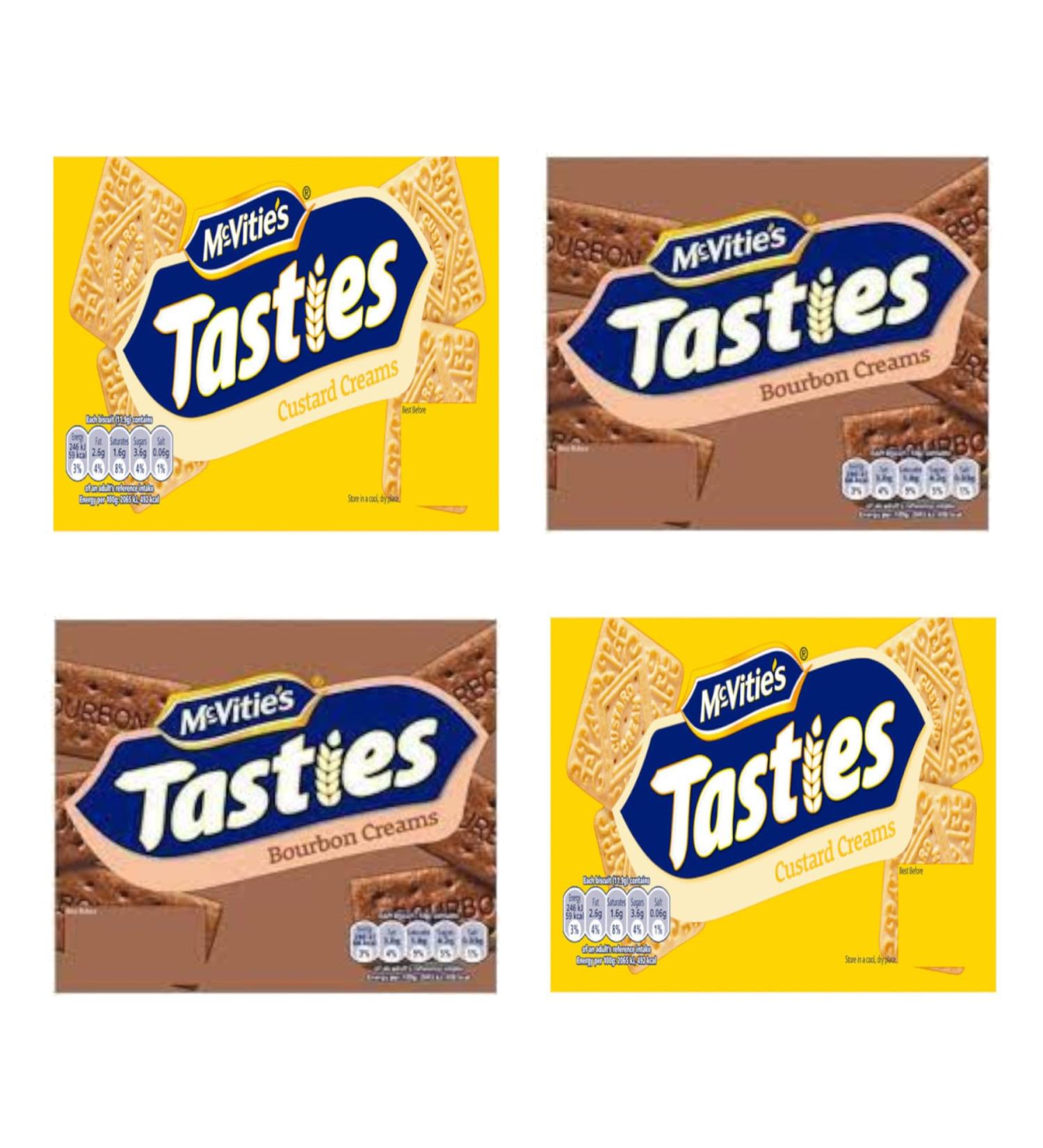 Classic British Biscuits Variety Bundle - with McVitie s Tasties Custard Creams and Bourbon Creams (4 x 300g) - Buy Online on GoSupps.com