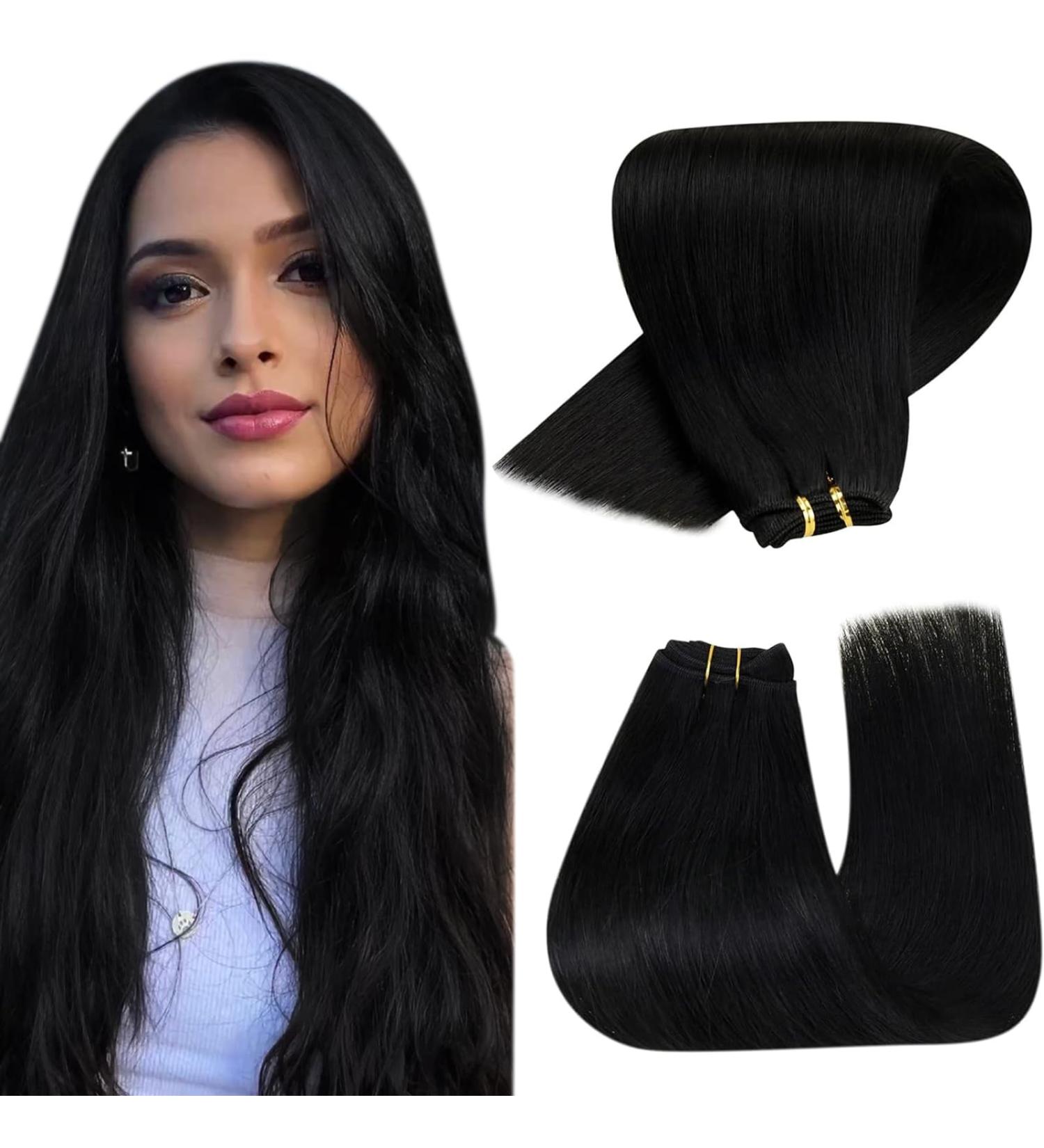 Premium Remy Real Hair Extensions - 80g 35cm #1 Black - Drinker & Recovery | International Shipping - Buy Online on GoSupps.com