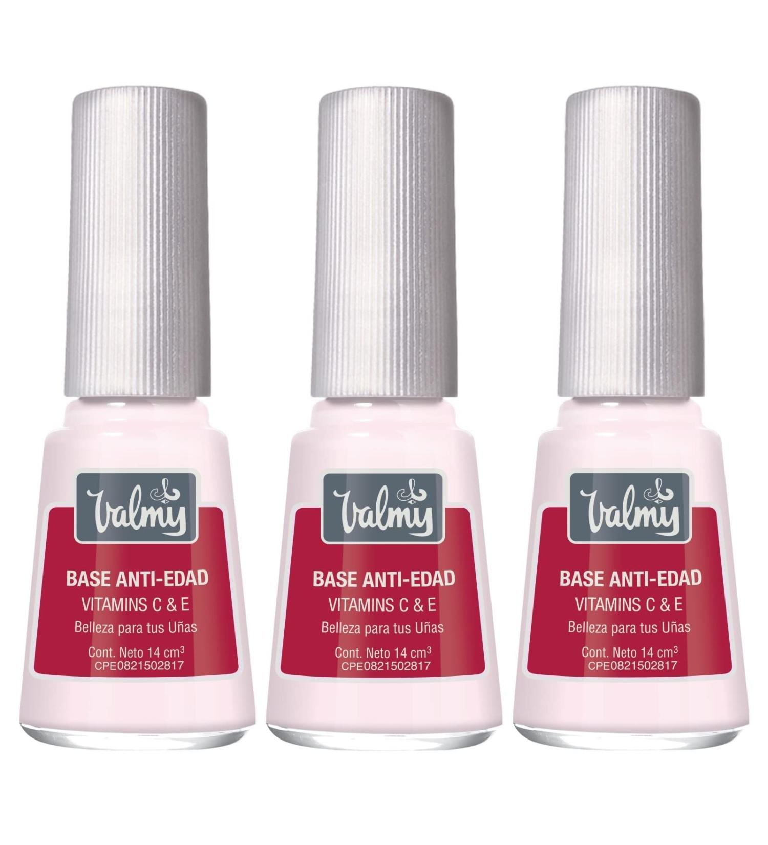 Valmy Valmy Pack with three anti-aging bases with vitamin C and E treatment to prevent stretch marks blemishes and help the growth of healthy and strong nails (15ml each)