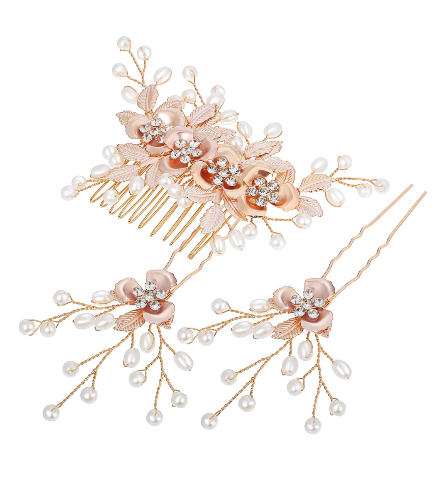 Didiseaon 1 Set Leaf Pearl Hairpin Side Hair Comb Hair Fork Clip Rhinestones Hair Comb Accessories Barrette Hair Side Comb Peinetas Para De Mujer Prom Hair Jewelry Hair Forks for Buns Metal - Buy Online on GoSupps.com