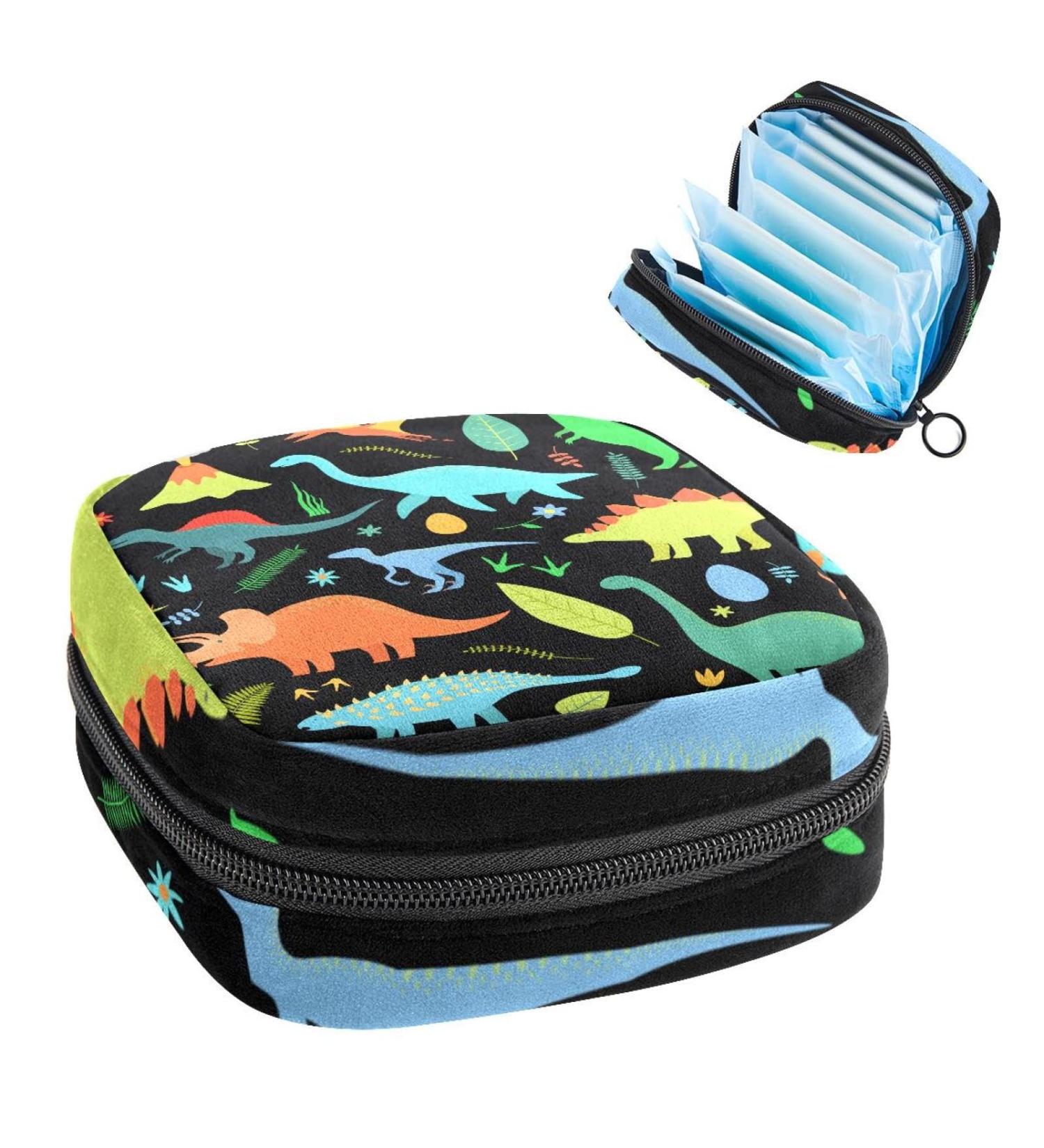 Colorful Dinosaur Period Bag | Sanitary Napkin Storage & Makeup Pouch Color2781 - Buy Online on GoSupps.com