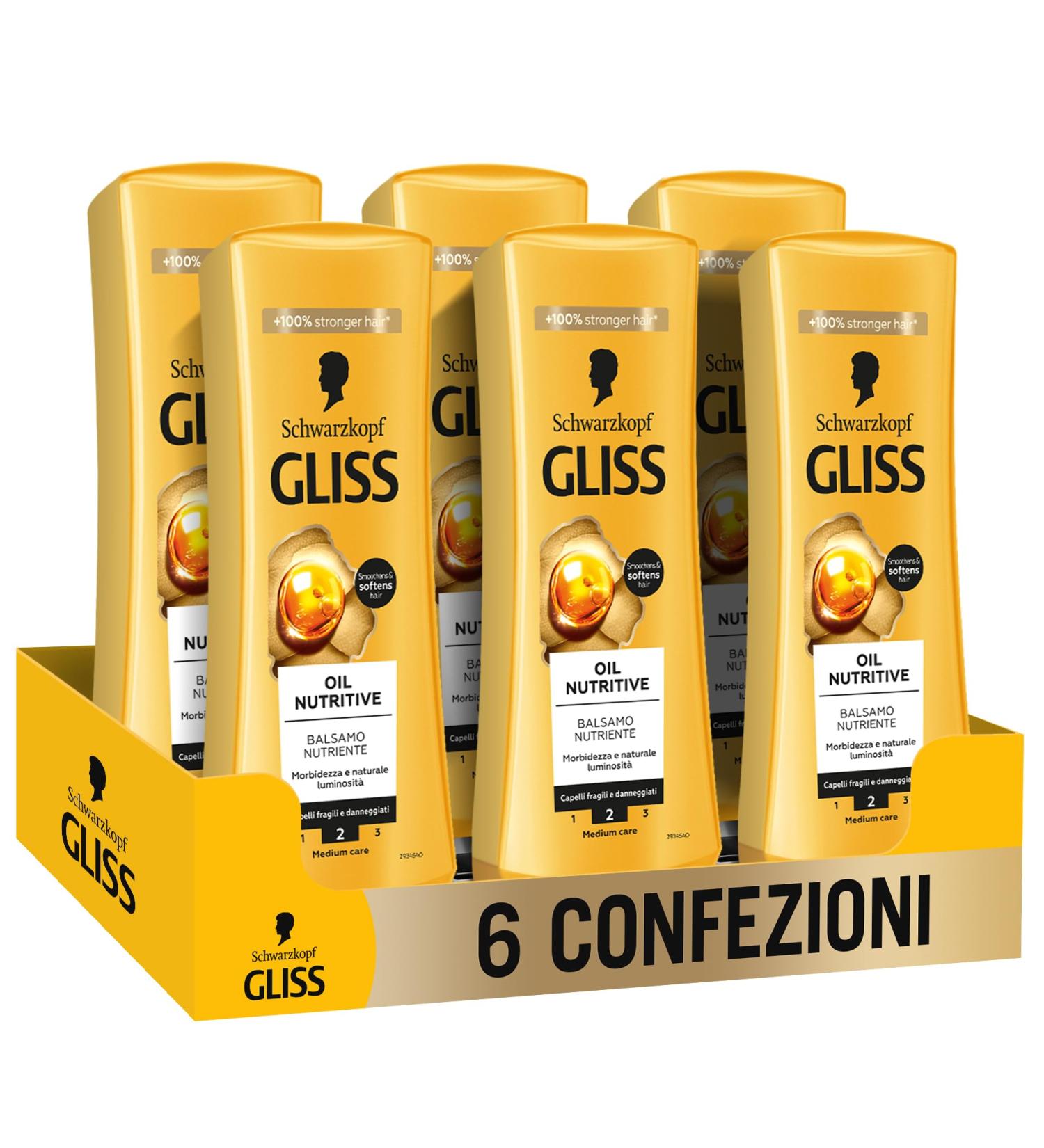  Gliss Schwarzkopf Gliss Oil Nutritive Balm 6 x 200 ml Packs Nourishing Balm Enriched with Omega 9 and Marula Oil Products for Brittle and Damaged Hair - Buy Online on GoSupps.com