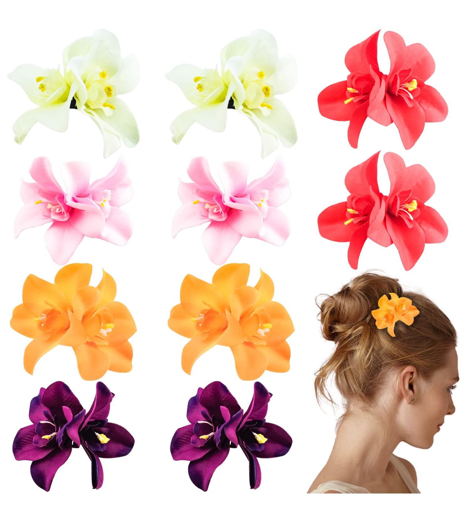 10 PCS Bohemian Flower Hairpins - Hawaiian Hibiscus & Plumeria Hair Clips for Bridal & Holiday - Women's Floral Bobby Pins - Buy Online on GoSupps.com