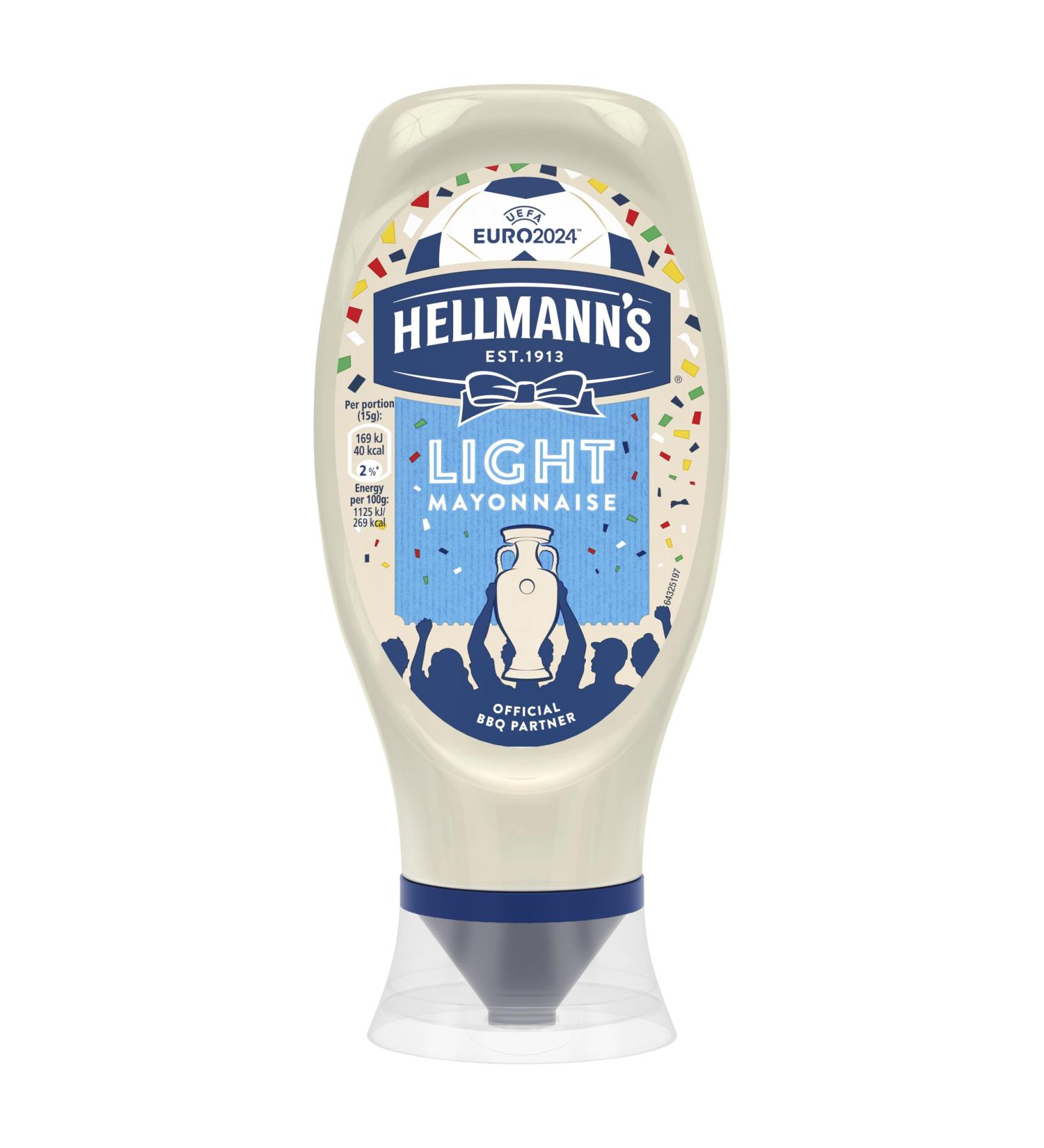Hellmann's UEFA EURO 2024 Limited Edition Light Mayonnaise Condiment 100% recycled squeeze bottle light mayo for burgers sandwiches and salads 430 ml - Buy Online on GoSupps.com