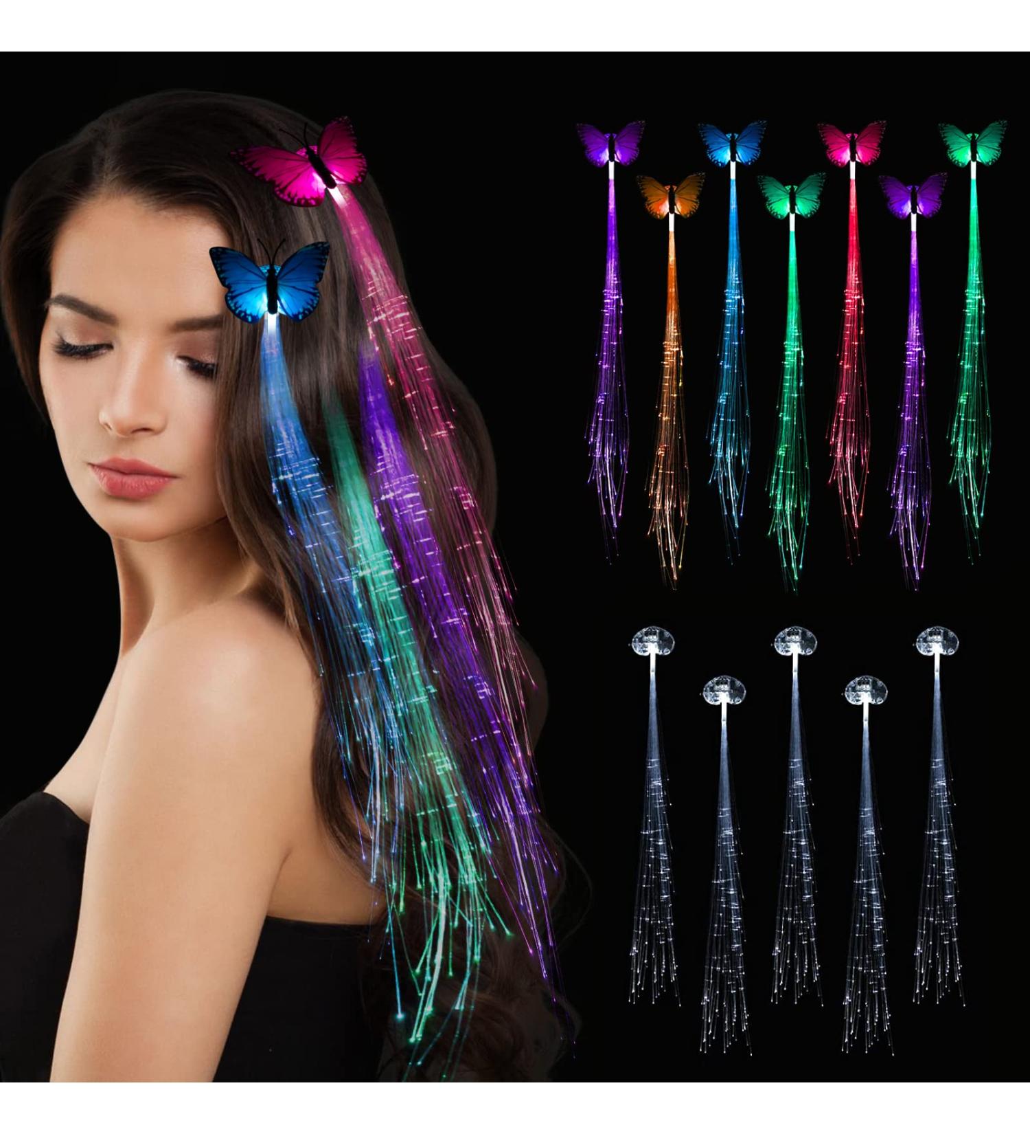 12 Pack LED Light Up Fairy Hair Butterfly Clips for Women & Girls - Glow in the Dark Party Favors, Neon Rave Accessories for Festival, Halloween, Christmas & Birthday - Buy Online on GoSupps.com