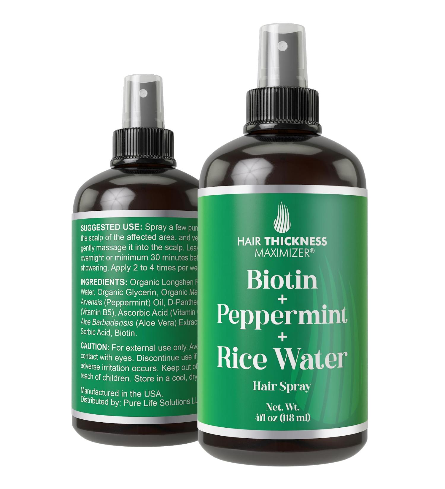 Biotin Peppermint Oil Rice Water Spray - Vegan Hair Growth Conditioner for Men & Women | Thickening & Moisturizing Scalp Treatment - Buy Online on GoSupps.com