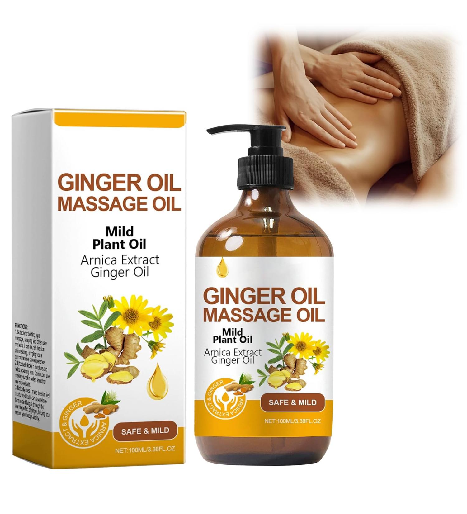 Huile de gingembre pour le | 100 ml Appareil de massage en gouttes relaxantes | Huile essentielle de gingembre | Huile essentielle de massage au gingembre - Buy Online on GoSupps.com