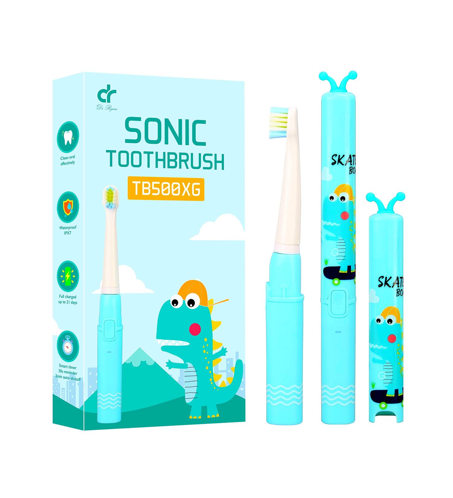 Dr. Ryan Kids Electric Sonic Toothbrush - Rechargeable Soft Bristles Smart Timer & Tongue Cleaner for Children - Buy Online on GoSupps.com
