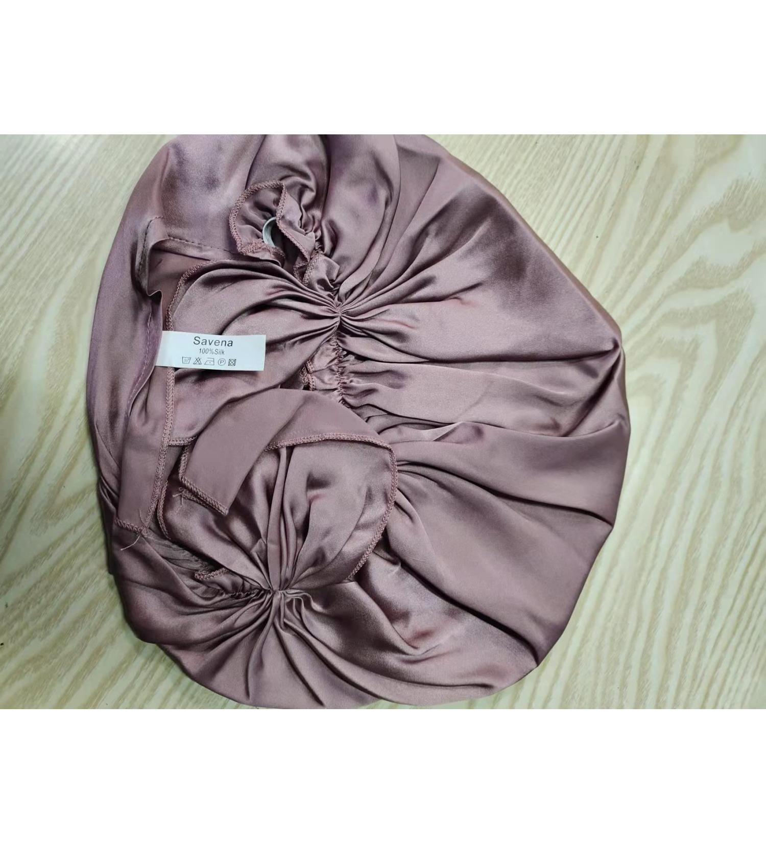 Savena 100% Mulberry Silk Night Sleeping Cap for Long Hair Bonnet Hat Smooth Soft Many Colors (Cameo)