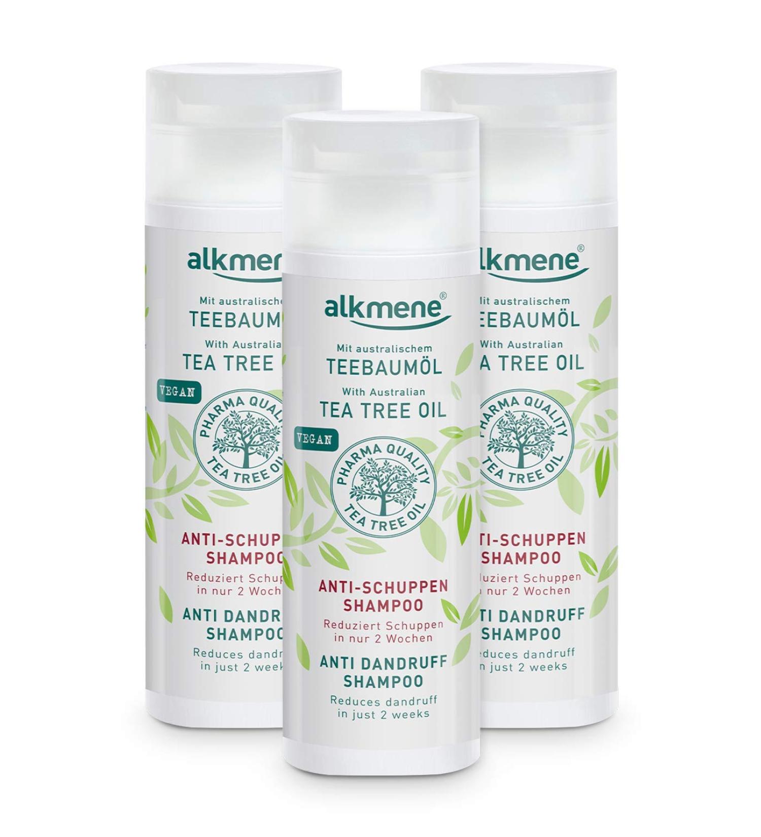 Alcmene alkmene My tea tree oil antidandruff shampoo 3x 200 ml less dandruff in 2 weeks natural tea tree oil vegan & climate neutral antidandruff shampoo against dandruff & itchy scalp - Buy Online on GoSupps.com
