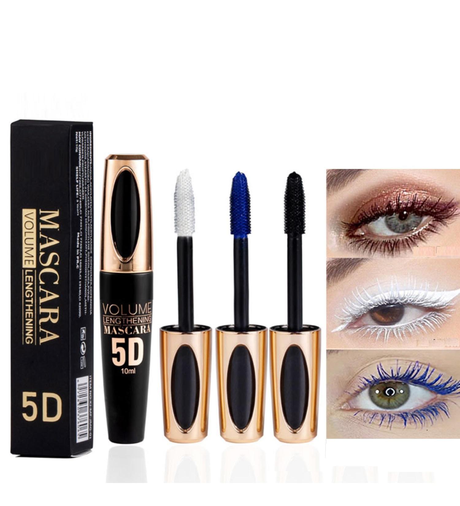 CARL 3 Pieces Mascara Blue White Black Waterproof Long Lasting 5D Colorful Mascara Set for Long Eyelashes Waterproof Eye Makeup - Buy Online on GoSupps.com