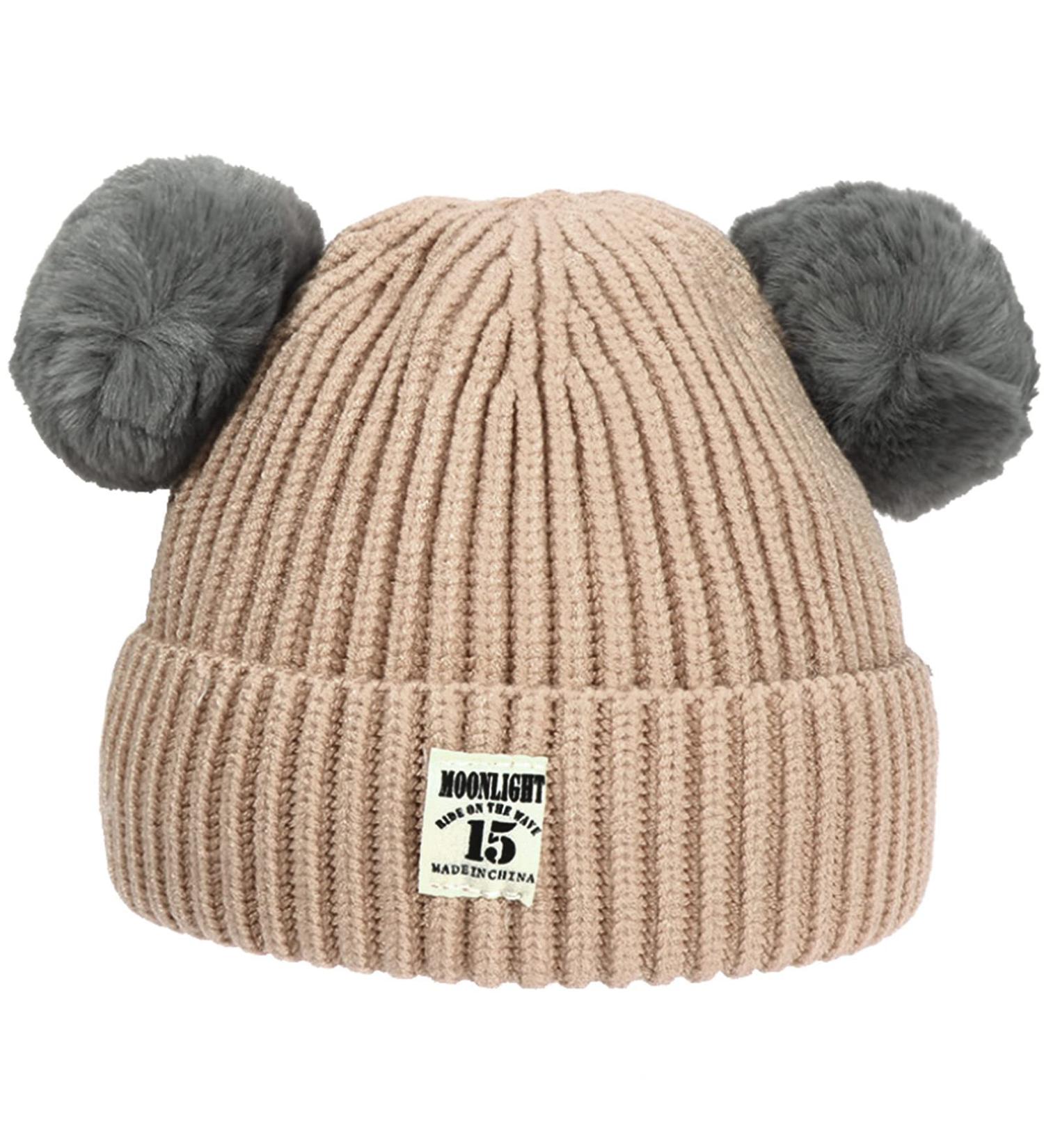 XYIYI Baby Kids Winter Knit Hat with Fur Pom | 6-24 Months Boys Girls Cap - Khaki - Buy Online on GoSupps.com