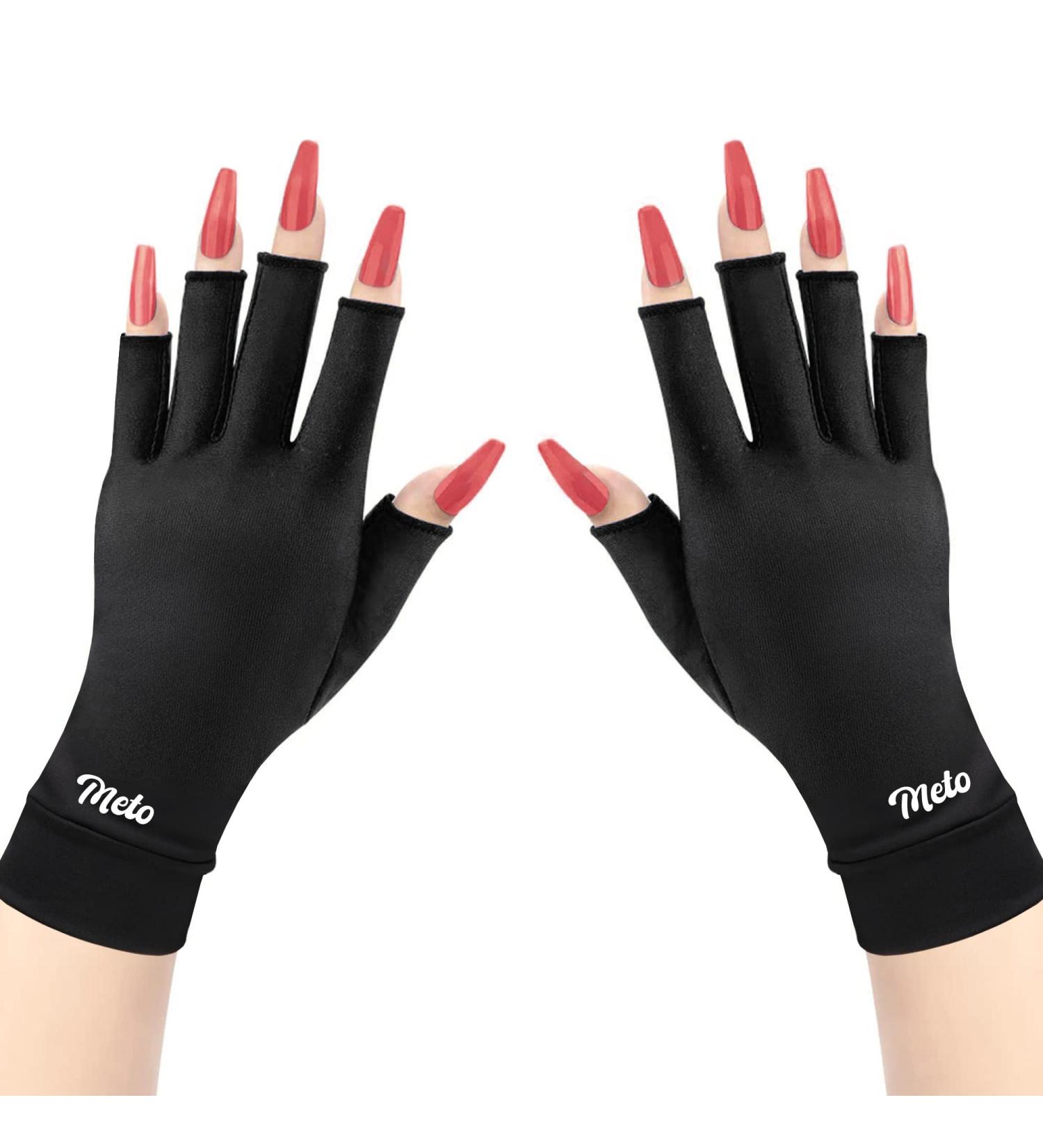 Meto UV Nail Gloves - UPF50+ Professional Fingerless UV Light Gloves for Gel Nails and Skin Protection (Black) - Buy Online on GoSupps.com