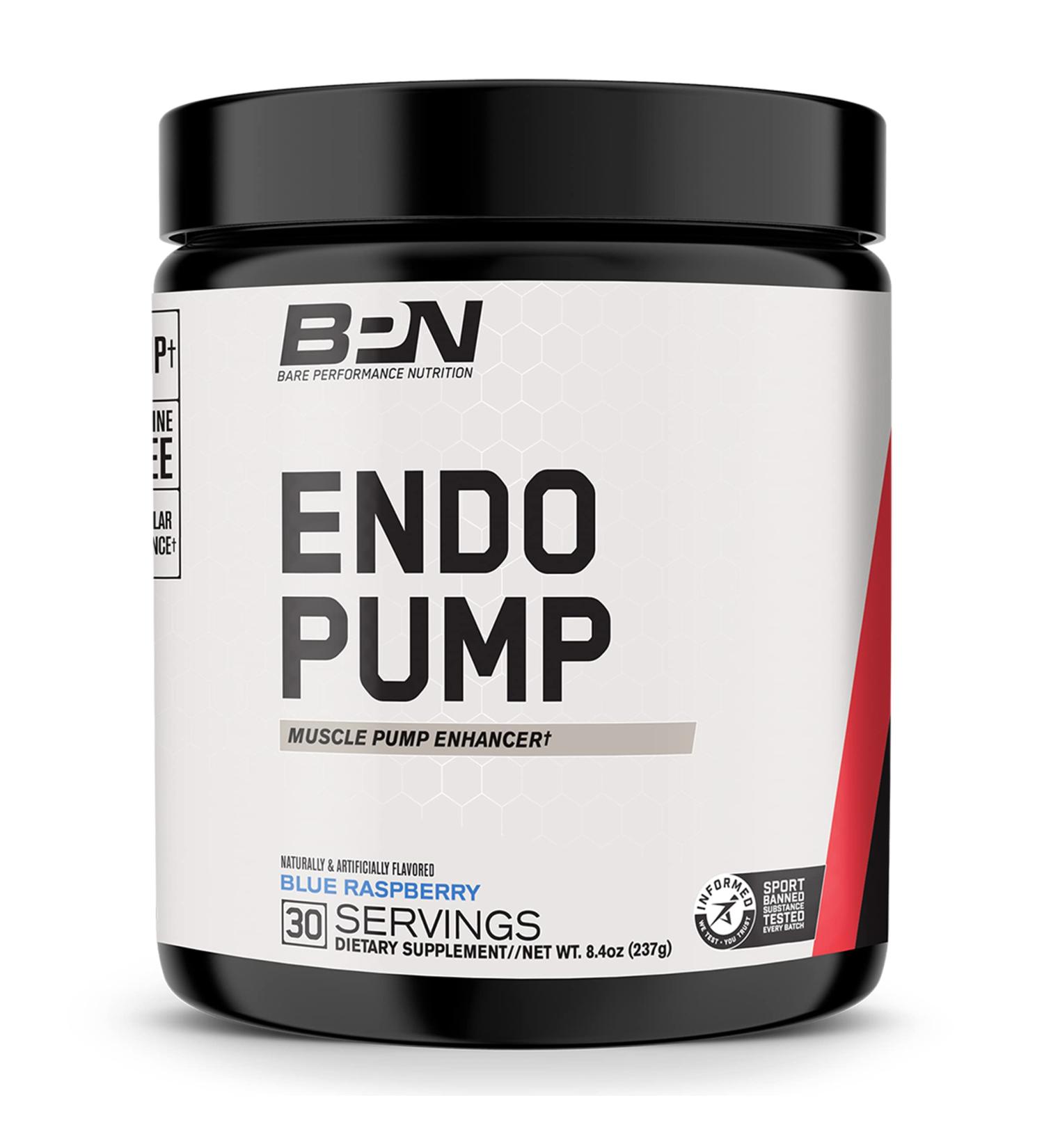 Bare Performance Nutrition Endo Pump Muscle Enhancer - L-Citrulline, NO3-T Betaine Nitrate, VasoDrive-AP - Blue Raspberry (30 Servings) - Buy Online on GoSupps.com