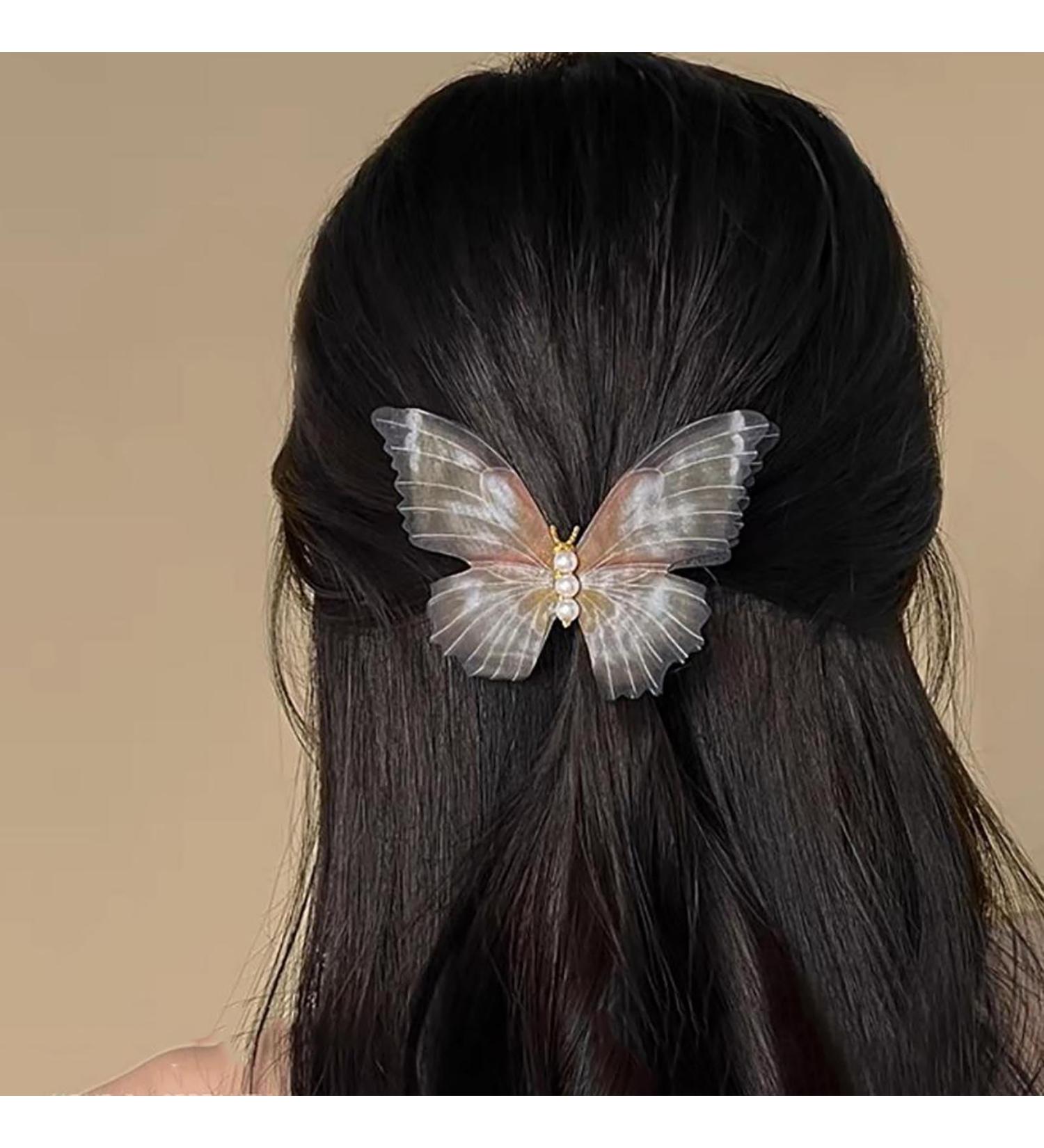 Inateannal Lace Butterfly Barrette Hair Clip Boho Lace Butterfly Hair Pin Vintage Butterfly Pearl Barrette Headclip Huge Green Butterfly Animal Hairpin Bridal Wedding Headclipfor Women and Girls - Buy Online on GoSupps.com
