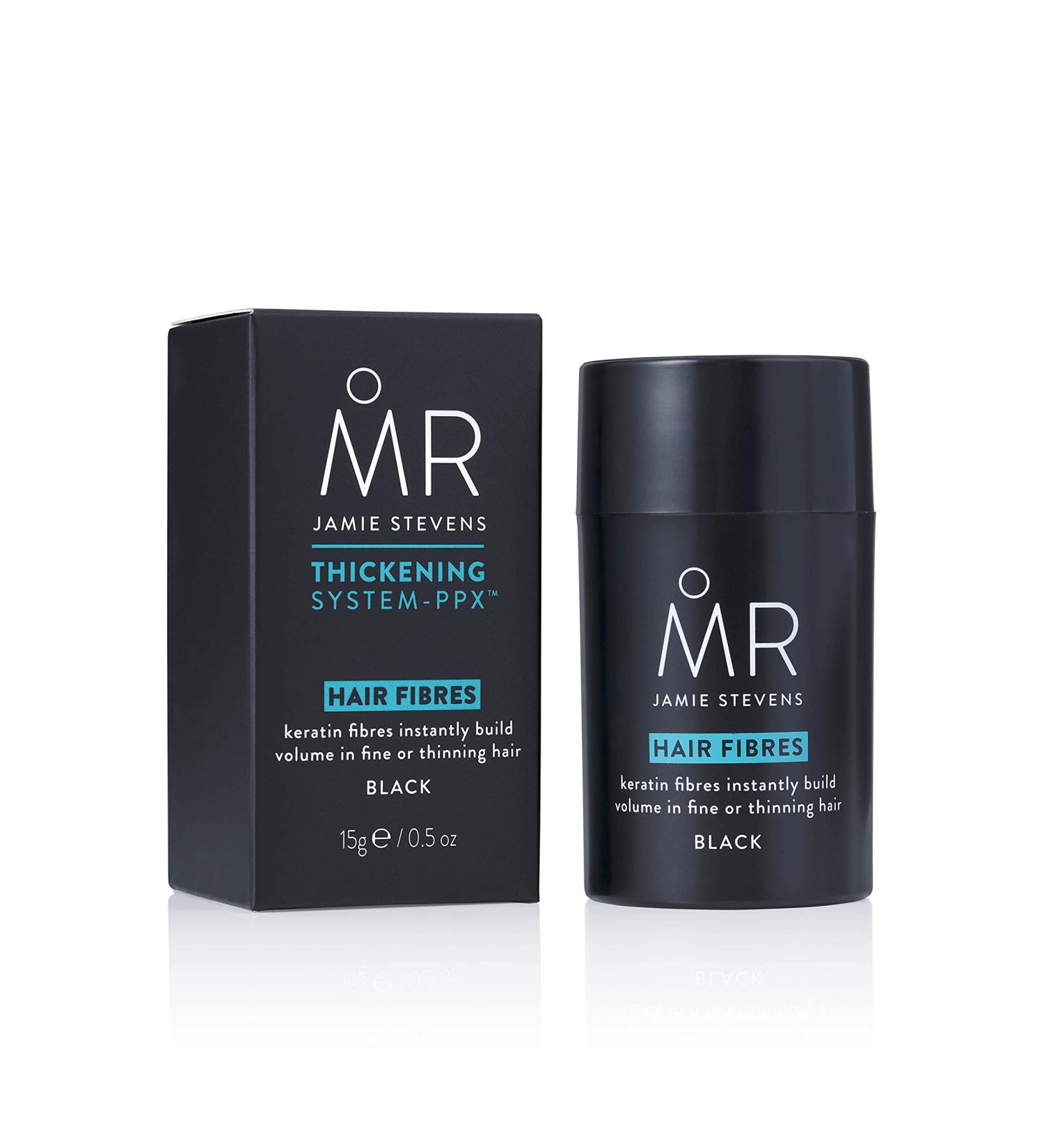 MR Jamie Stevens Hair Fibres for Black Hair 15ml - Keratin Hair Building Fibre for Thinning Hair Coverage - Buy Online on GoSupps.com