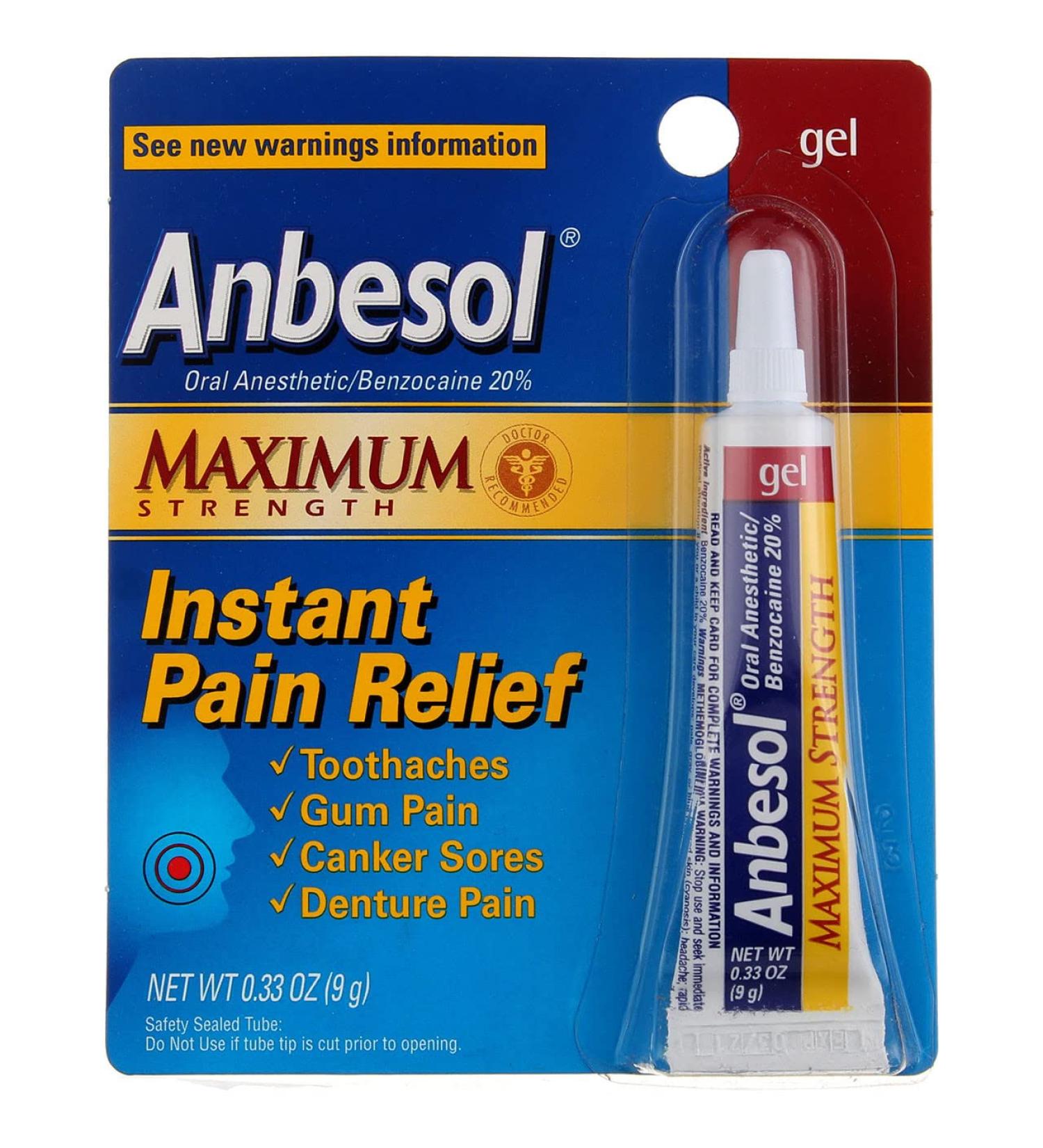 Anbesol Gel Maximum Strength 0.33 oz (6 Pack) - Fast Pain Relief for Oral Discomfort - Buy Online on GoSupps.com