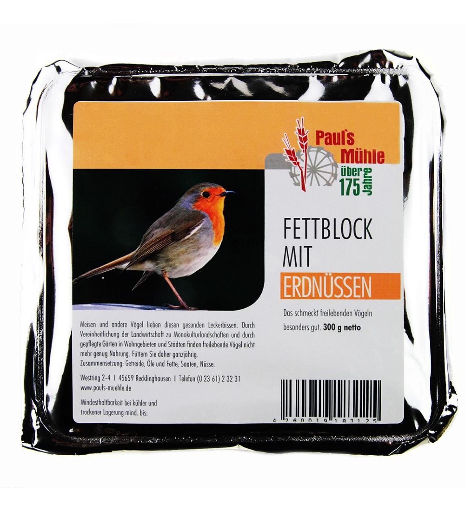 Paul's M hle fat block with peanuts (bird buffet) 12 x 300 g