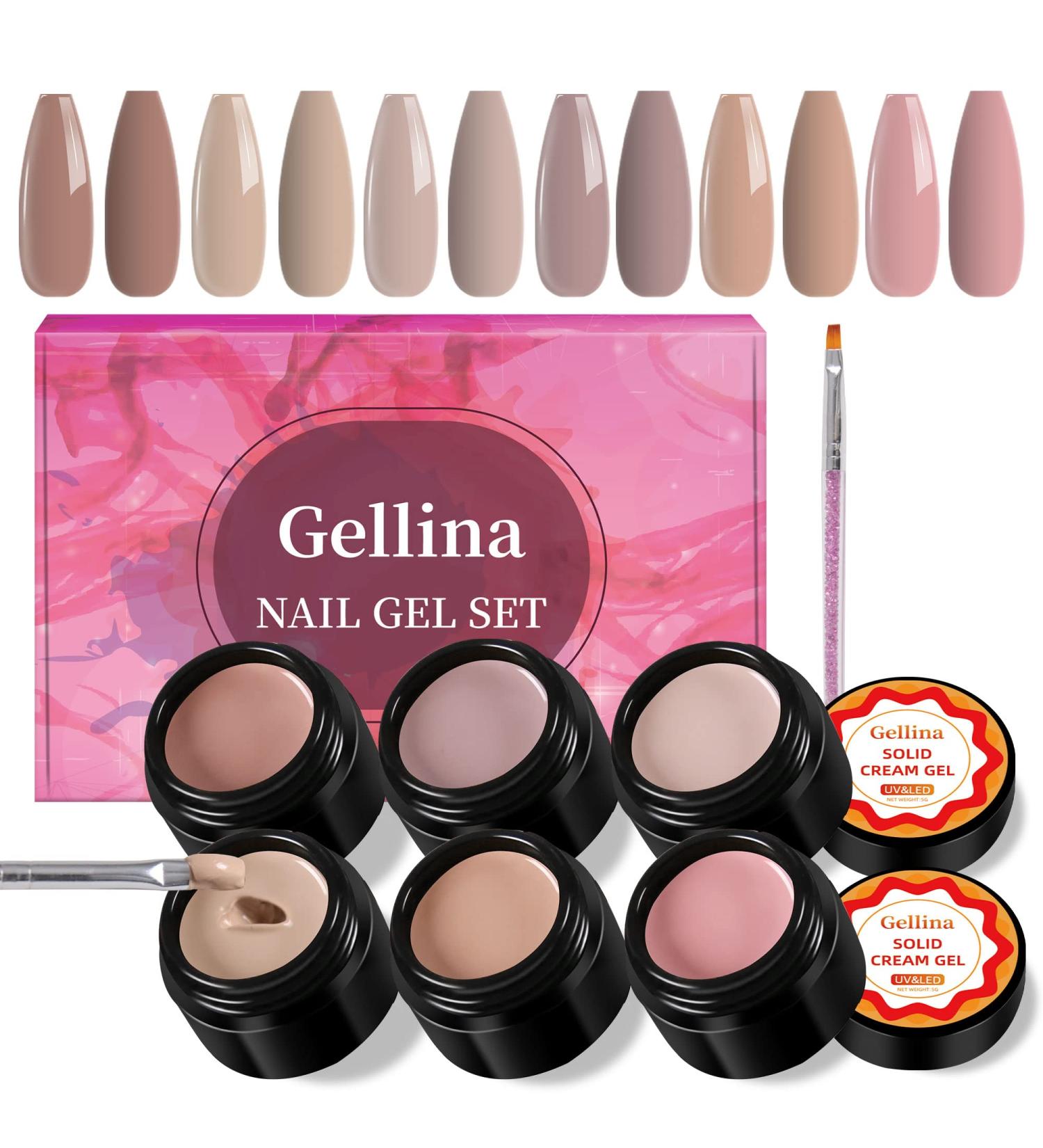 6-Piece Nude Gel Nail Polish Kit with Nail Brush - DIY Manicure Set for Women - Buy Online on GoSupps.com