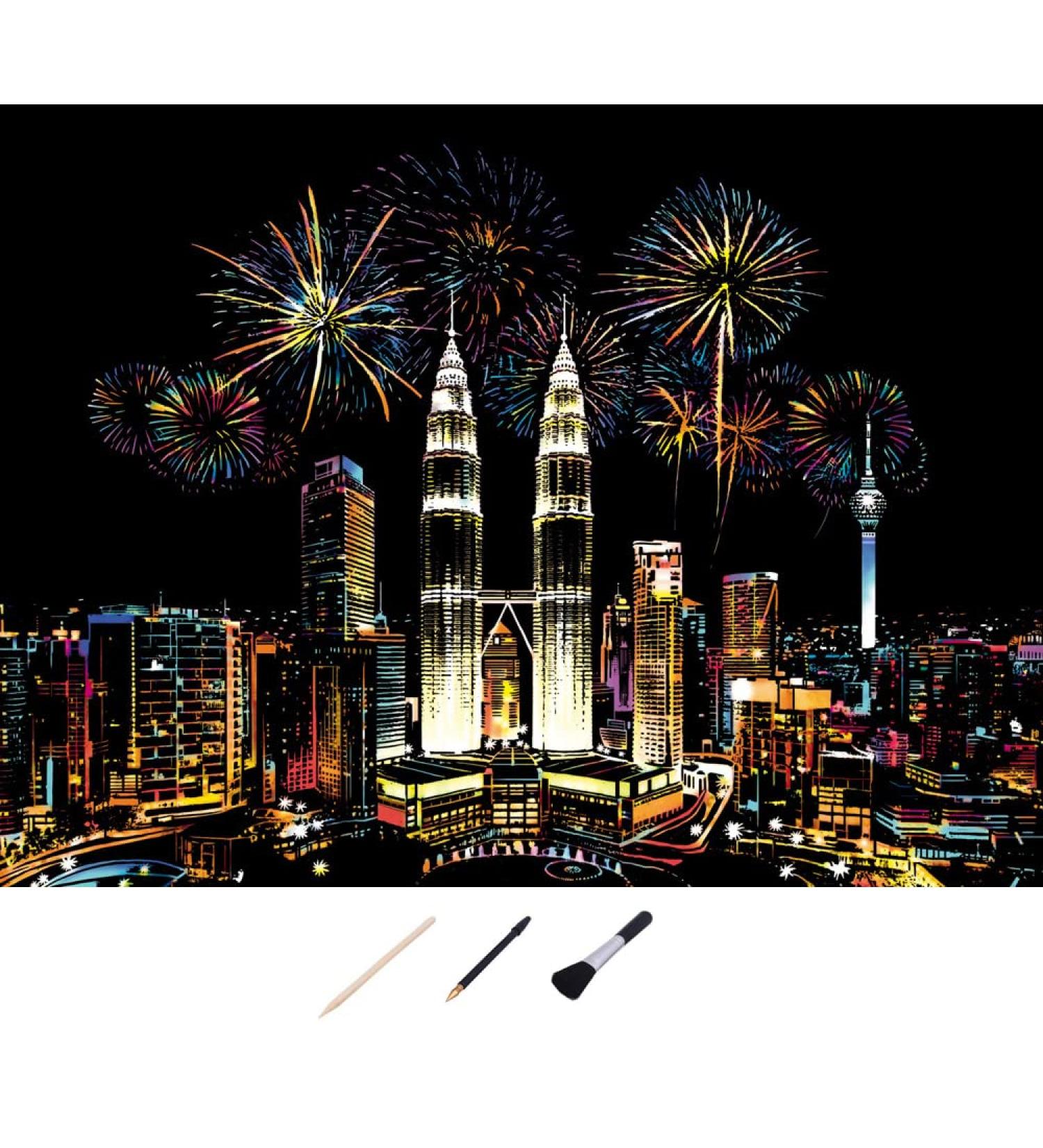 BoterLun Scratch Painting Paper - Rainbow Night View Princess Castle Art & Craft Kit for Kids and Adults (16 x 11.25) - Includes 4 Tools - Buy Online on GoSupps.com