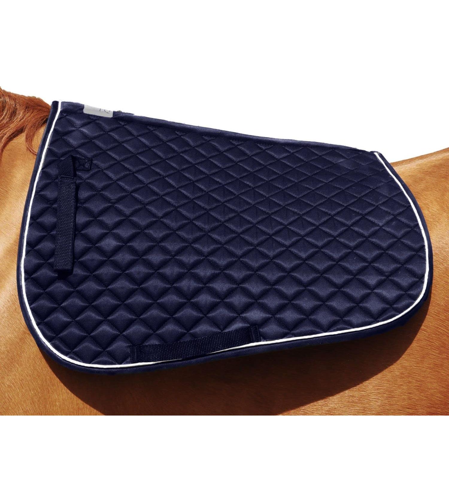 BasEQ Diamond Quilted Saddle Pad with Piping Navy/White - One Stop Equine Shop - Buy Online on GoSupps.com