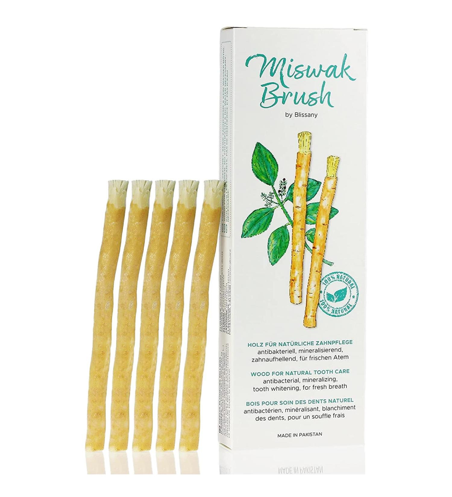 Blissany Siwak SWAK Miswak Toothbrush - Traditional Arabian Wooden Toothbrush for Natural White Teeth (5pcs) - Buy Online on GoSupps.com