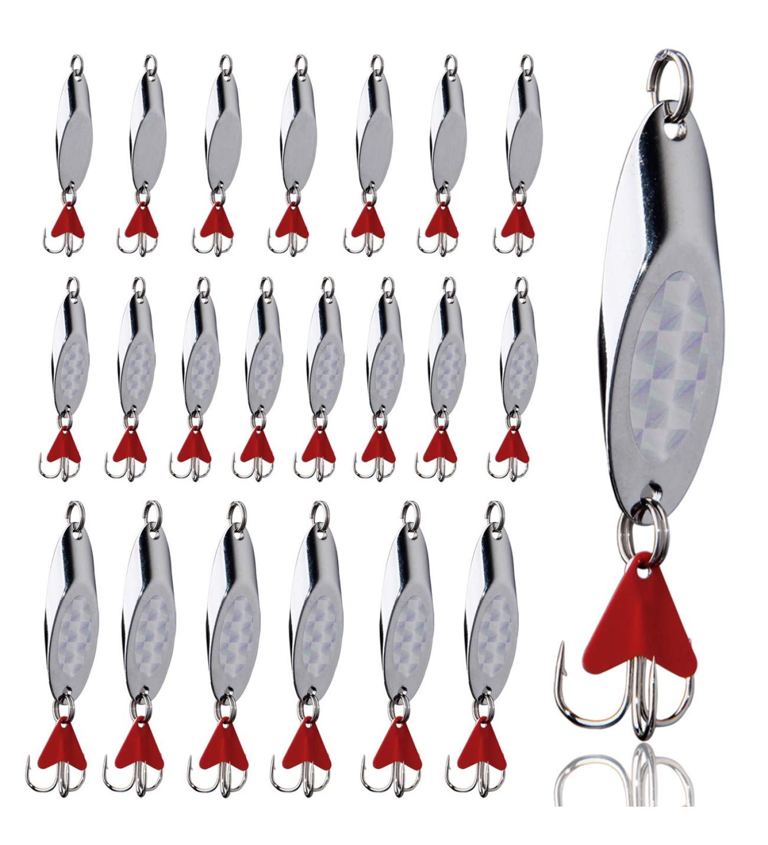 JSHANMEI Metal Spoon Casting Jigs 5g - 10pcs | Hard Fishing Lures for Bass & Salmon with Treble Hooks - Buy Online on GoSupps.com