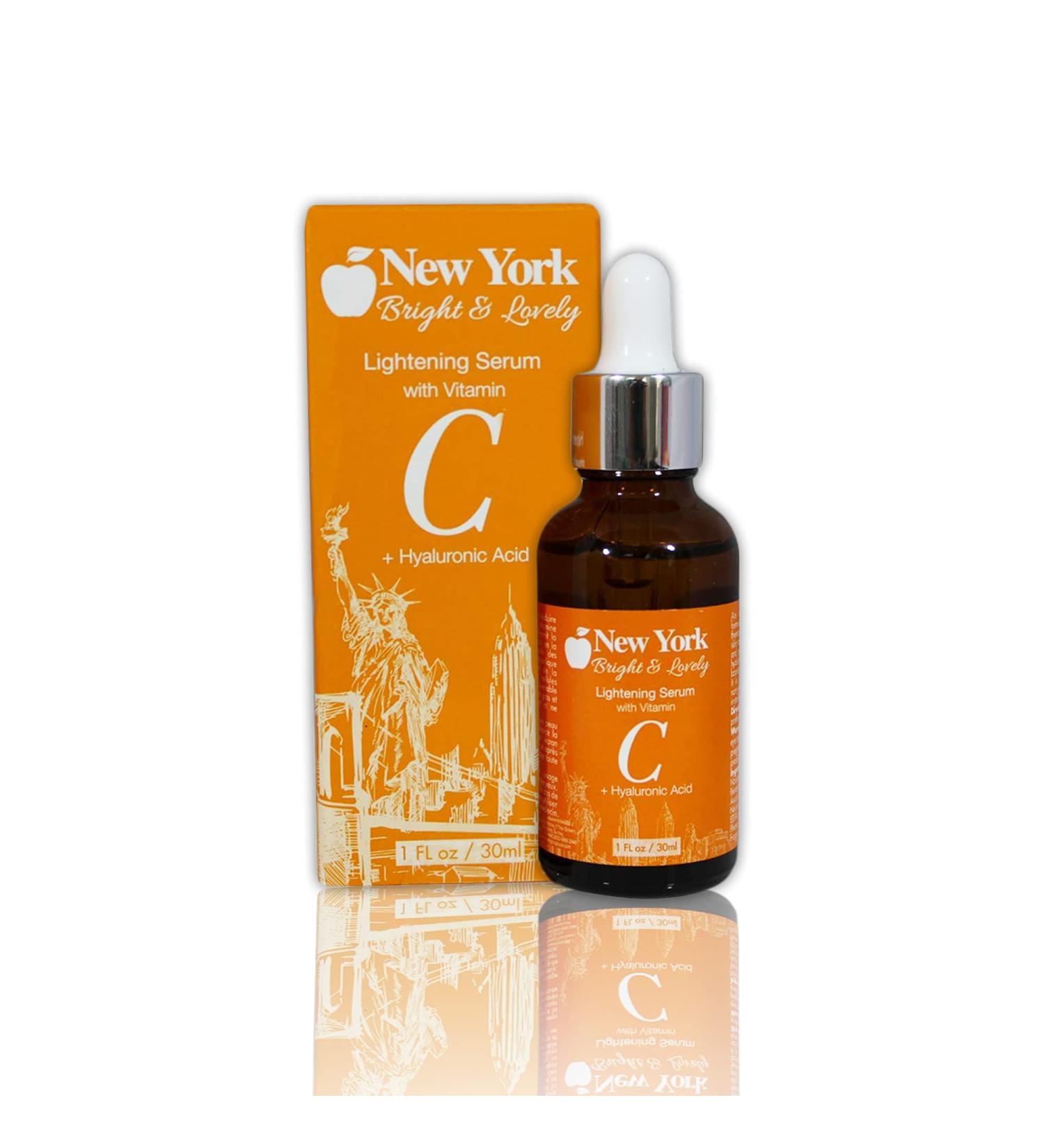 New York Bright & Lovely Hyaluronic Acid Serum for Face | 1 Fl oz / 30 ml | Anti Aging Anti Wrinkle Spotless Treatment Advanced Formula with Vitamin C For Women and Men - Buy Online on GoSupps.com