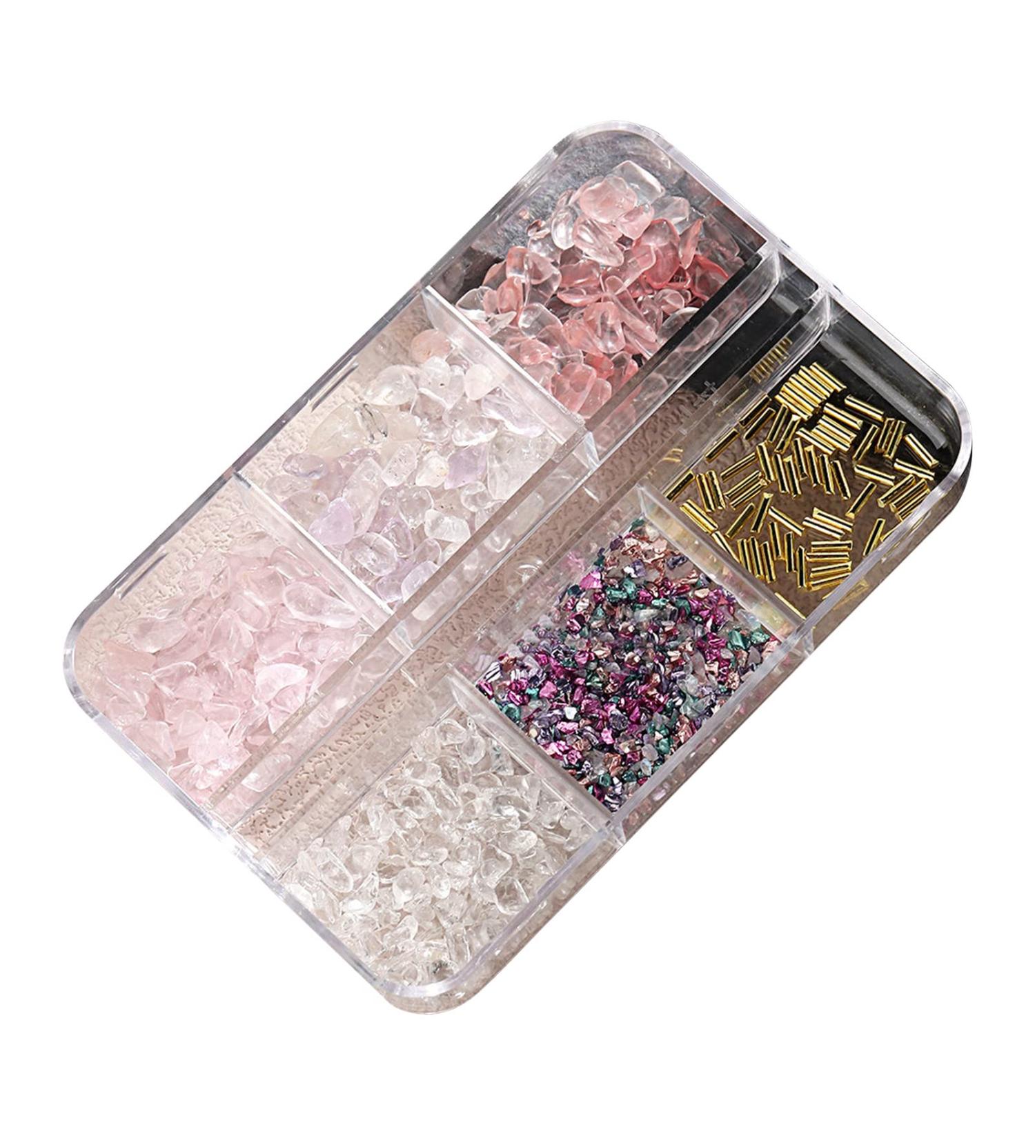 FEIlei 6 Grids Nail Jewelry Zircon Nail Art Rhinestones Decors Crystals Diamond Gems - Buy Online on GoSupps.com