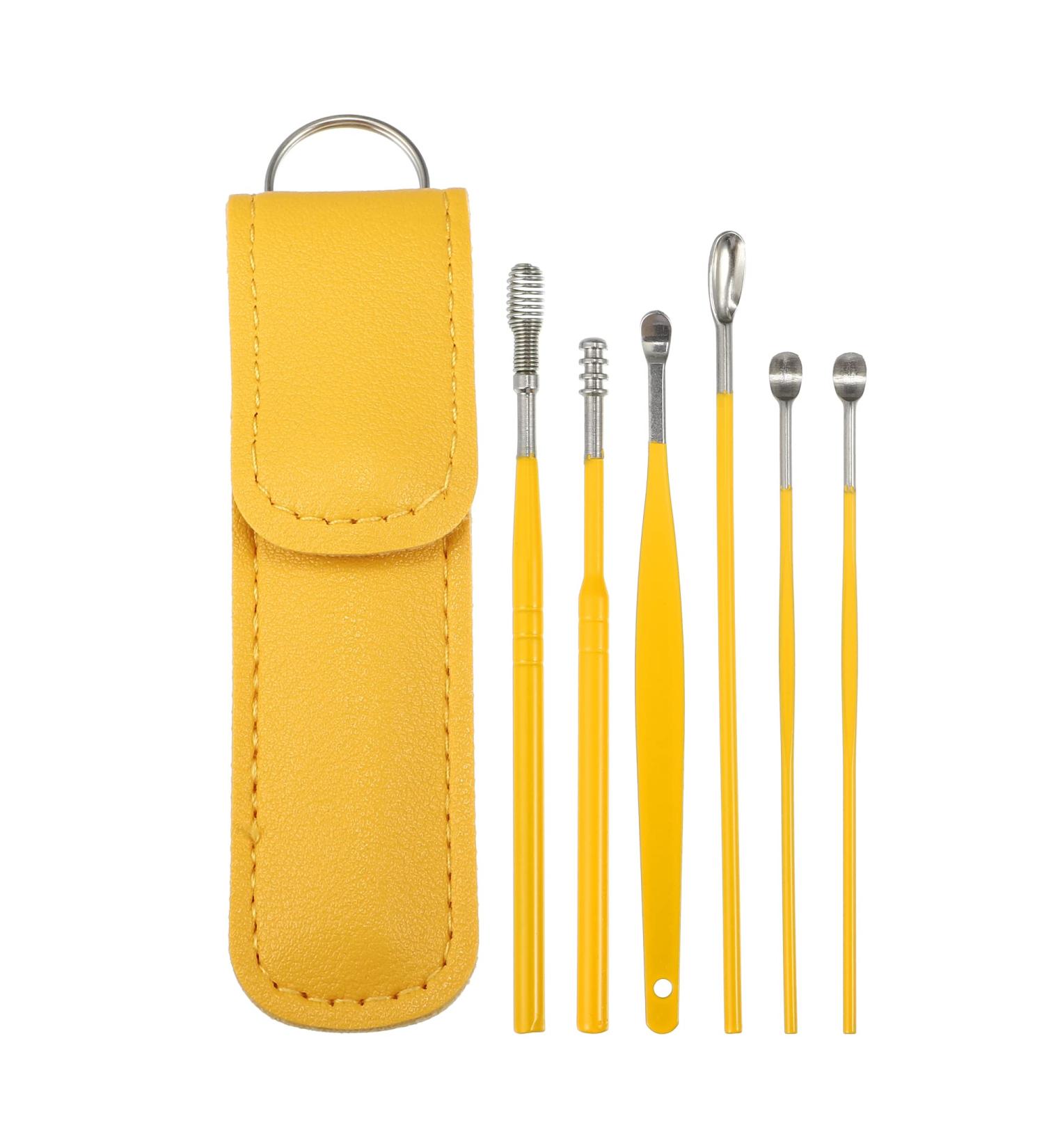 VOCOSTE 6Pcs Stainless Steel Ear Cleaning Tool Set - Ear Care Kit with Faux Leather Packaging - Buy Online on GoSupps.com