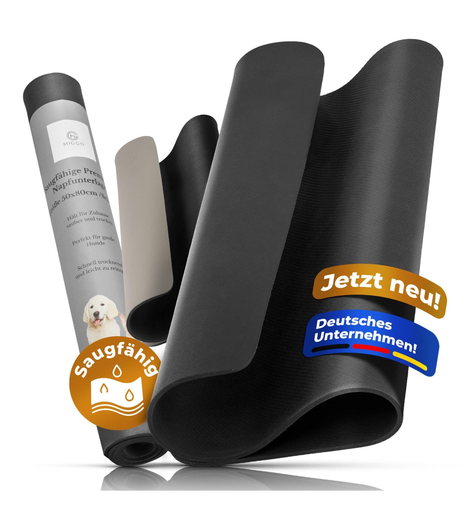 Miggo Suctionable Premium XXL Leather Bowl Pad for Large Dogs | Absorbs Moisture | High Quality | 50x80cm | Black - Buy Online on GoSupps.com