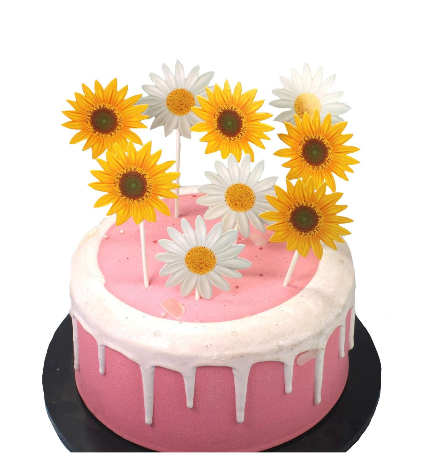 40 Pieces Sunflower Cupcake Toppers Daisy Cupcake Toppers Flower Cake Picks for Easter Spring Party Decor Baby Shower Dessert Supplies - Buy Online on GoSupps.com