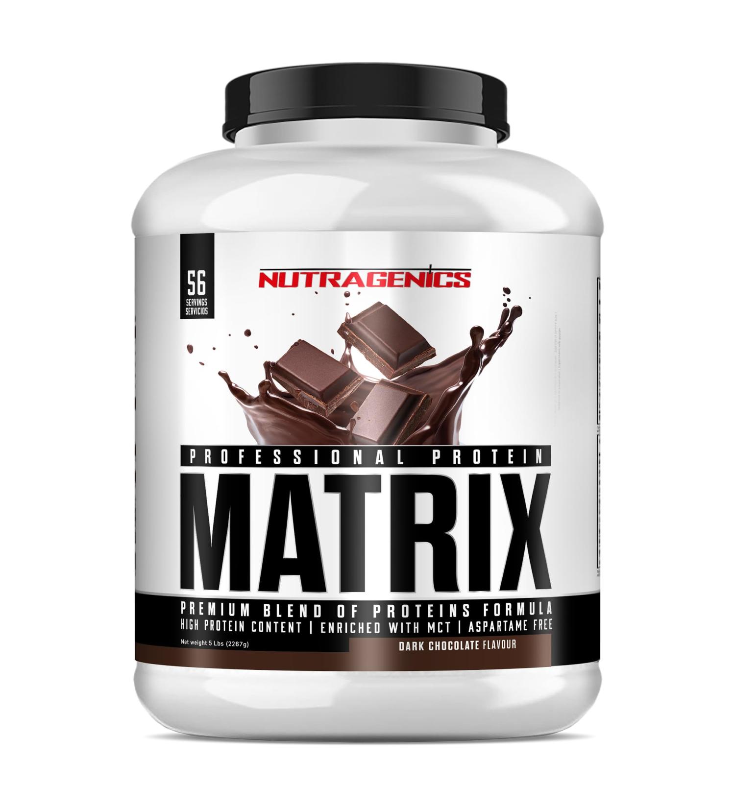 NUTRAGENICS Matrix Professional Protein - Soy protein isolate whey protein and micellar casein - Soy protein isolate - Muscle mass protein - Whey Protein 2.27 kg (chocolate)