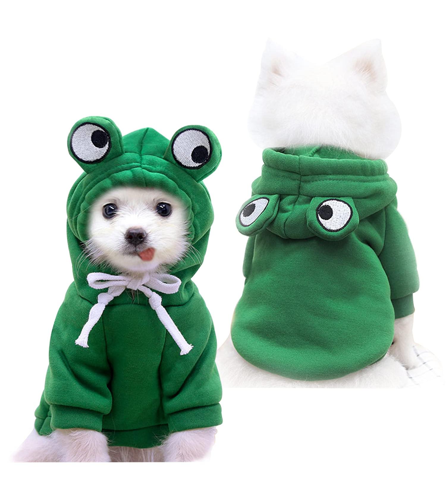 Shop Cute Frog-Shaped Vitsole Dog Hooded Sweaters - Warm Jackets for Cats & Small Dogs | X-Large Green Cold Weather Outwear - Buy Online on GoSupps.com