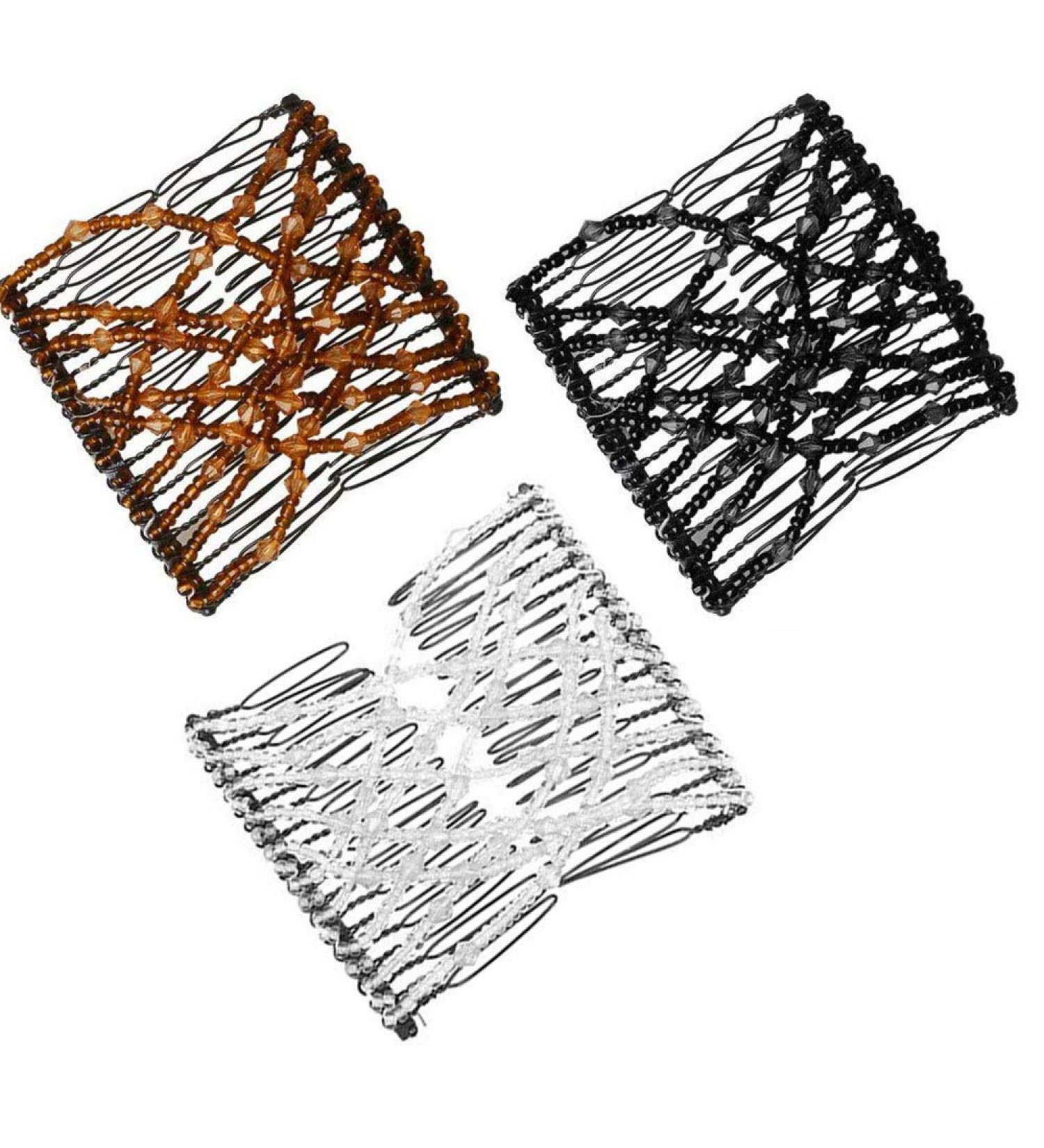 Crystal Bead Hair Combs Set - Magic Elastic Double Clips for Women's Styling - Buy Online on GoSupps.com