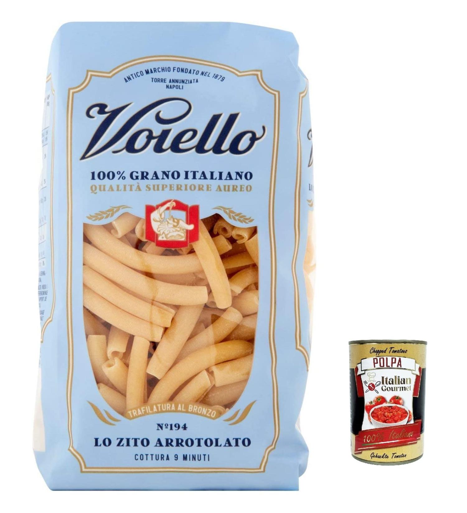  Italian Gourmet E.R. Voiello Pasta Ziti Rolled Pasta 100% Italian Pasta N194 500g + Italian Gourmet Pulp 400g - Buy Online on GoSupps.com
