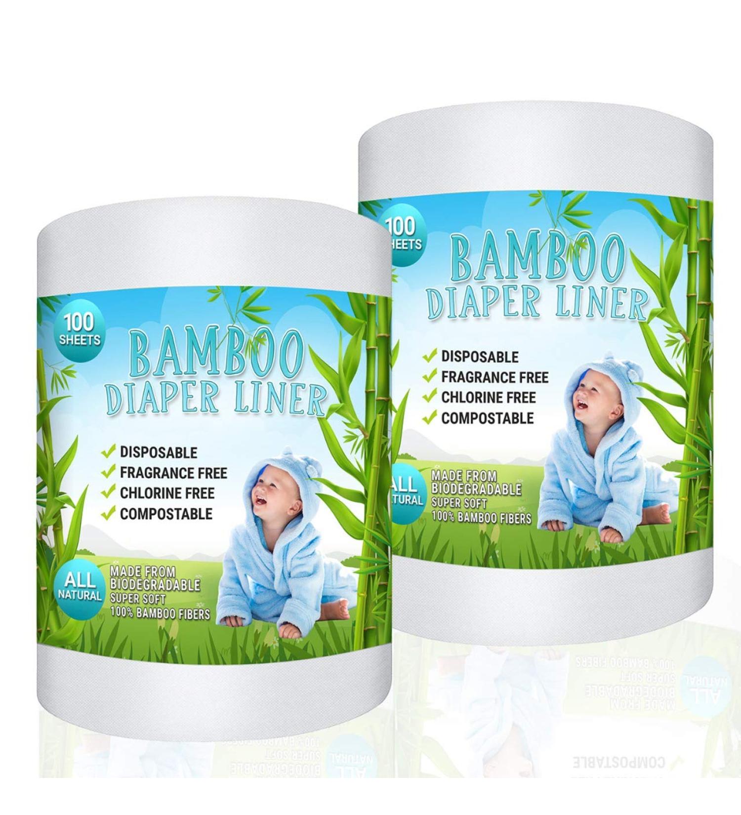 Disposable Cloth Bamboo Diaper Liner  Eco-Friendly  Fragrance Free & Chlorine Free  Flushable Biodegradable Reusable Liners for Cloth Diaper 100 Sheets per roll - Buy Online on GoSupps.com