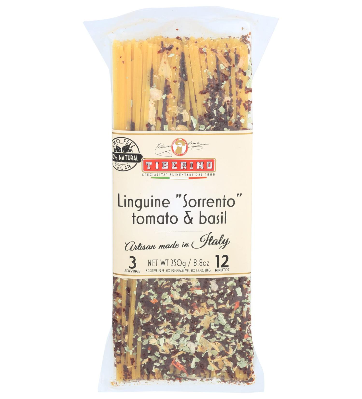 TIBERINO Linguine Sorrento Tomato & Basil 8.8 OZ - Authentic Italian Pasta for a Taste of Sorrento - Buy Online on GoSupps.com